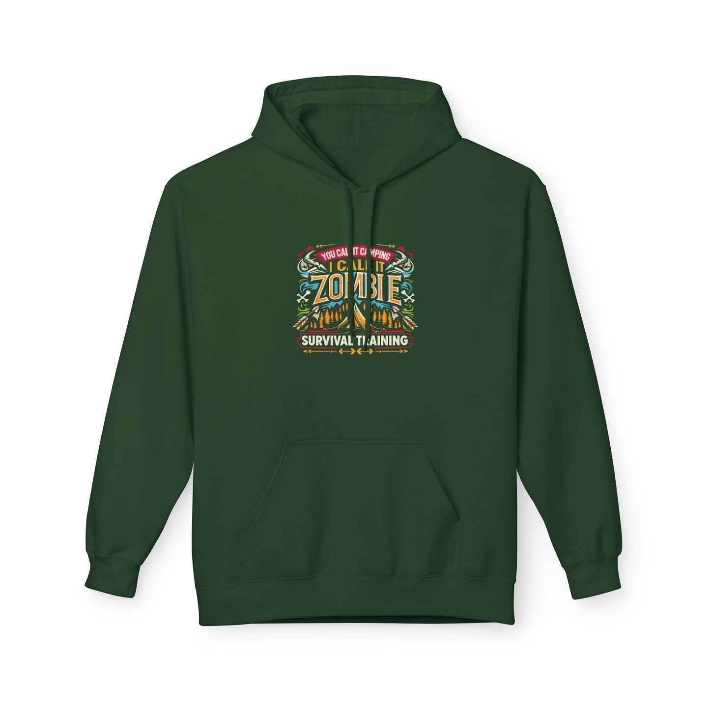 Zombie Survival Training Hoodie — Retro Tropical Camping Graphic