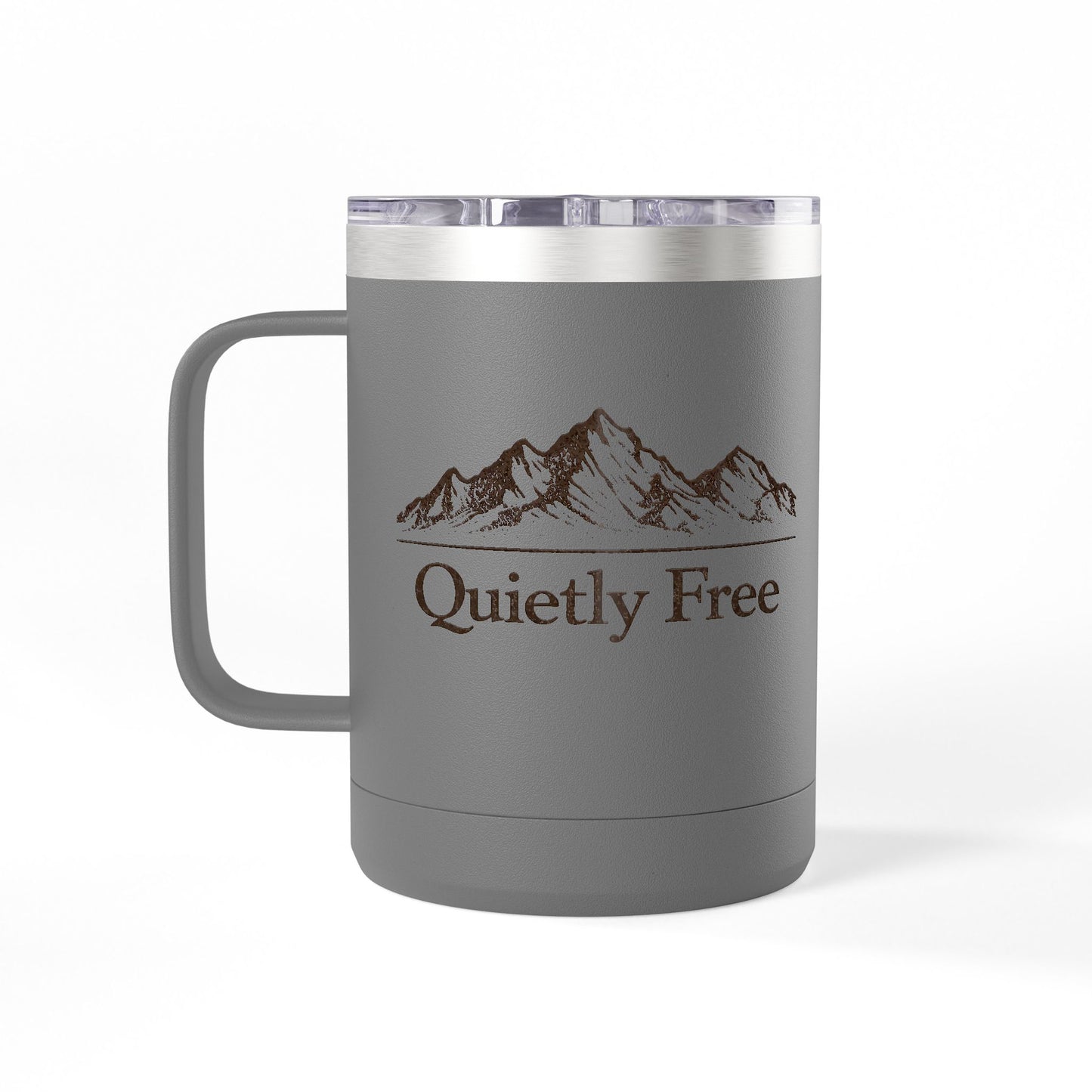 Quietly Free Mountain Insulated Coffee Tumbler - 15oz Travel Mug