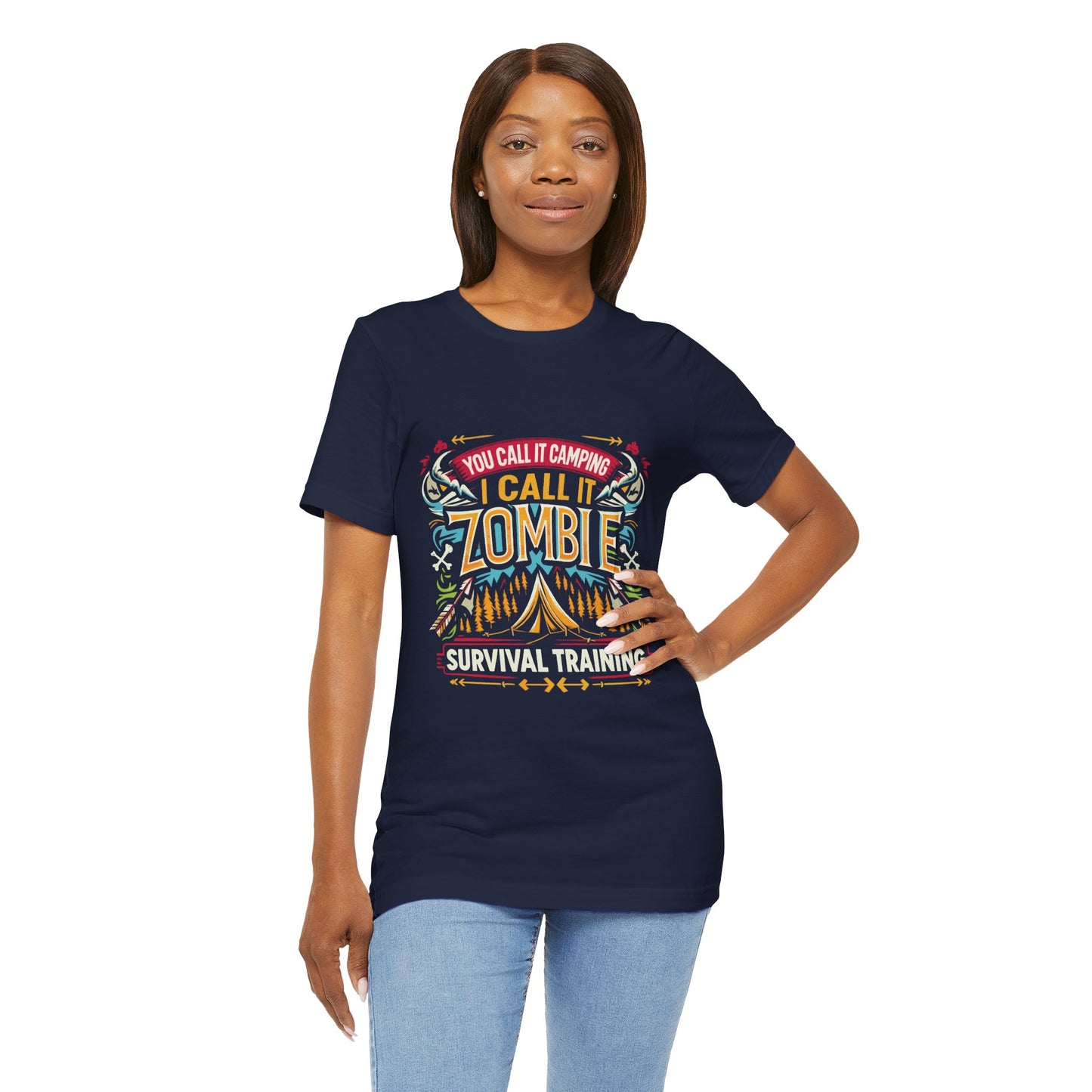 Camping Zombie Survival Training T-Shirt — Funny Outdoor Camping Tee