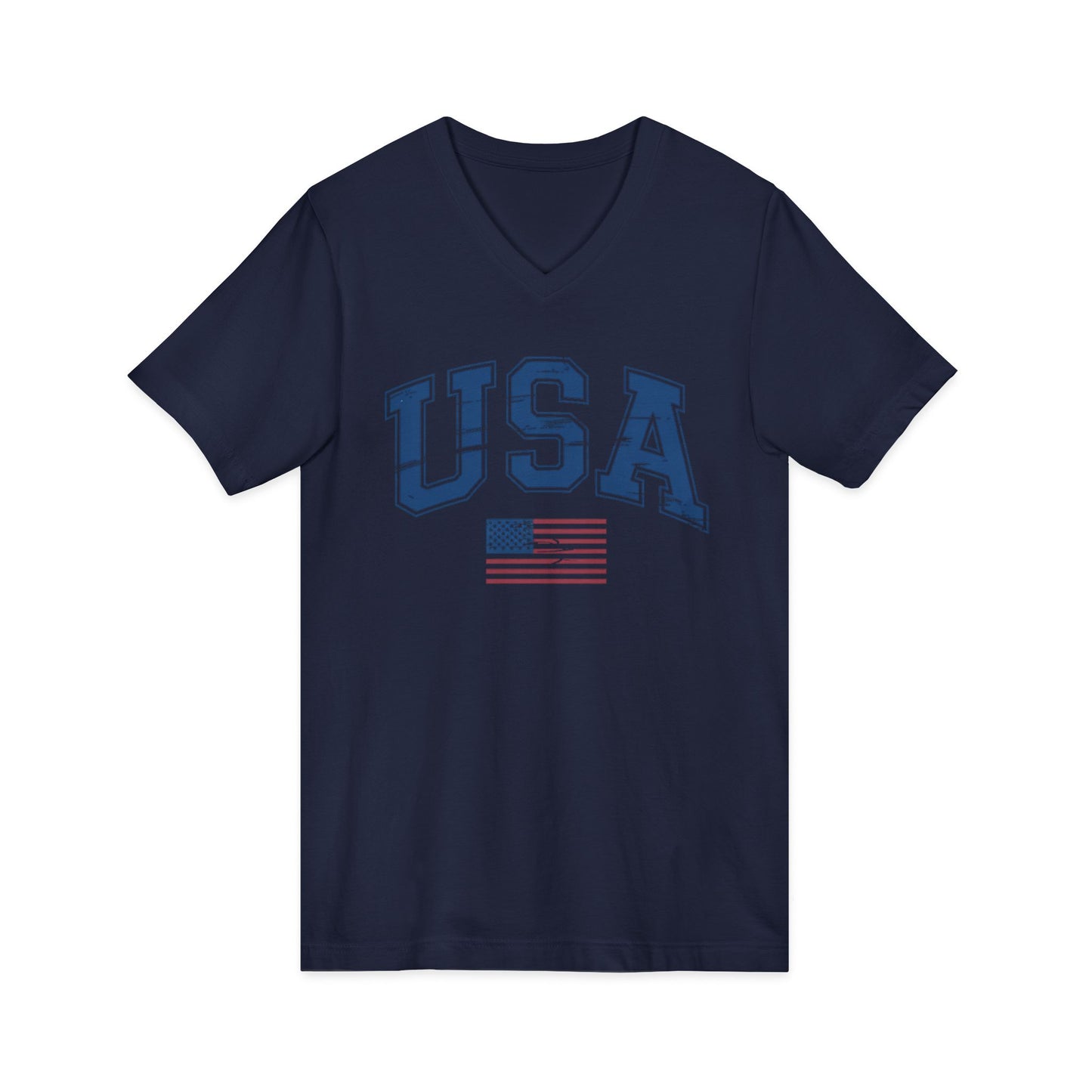 USA V-Neck Tee — Patriotic American Flag Graphic Shirt