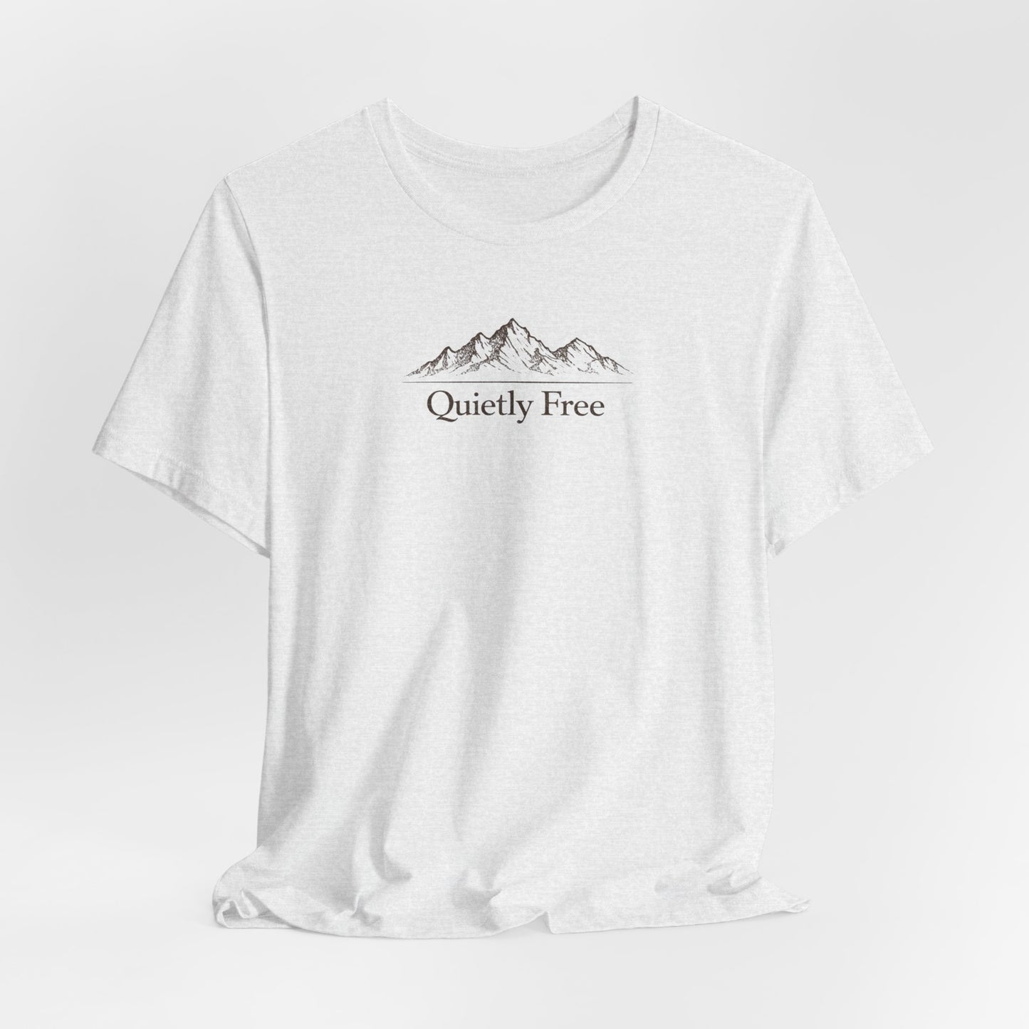 Quietly Free Mountain T-Shirt — Minimalist Nature Tee