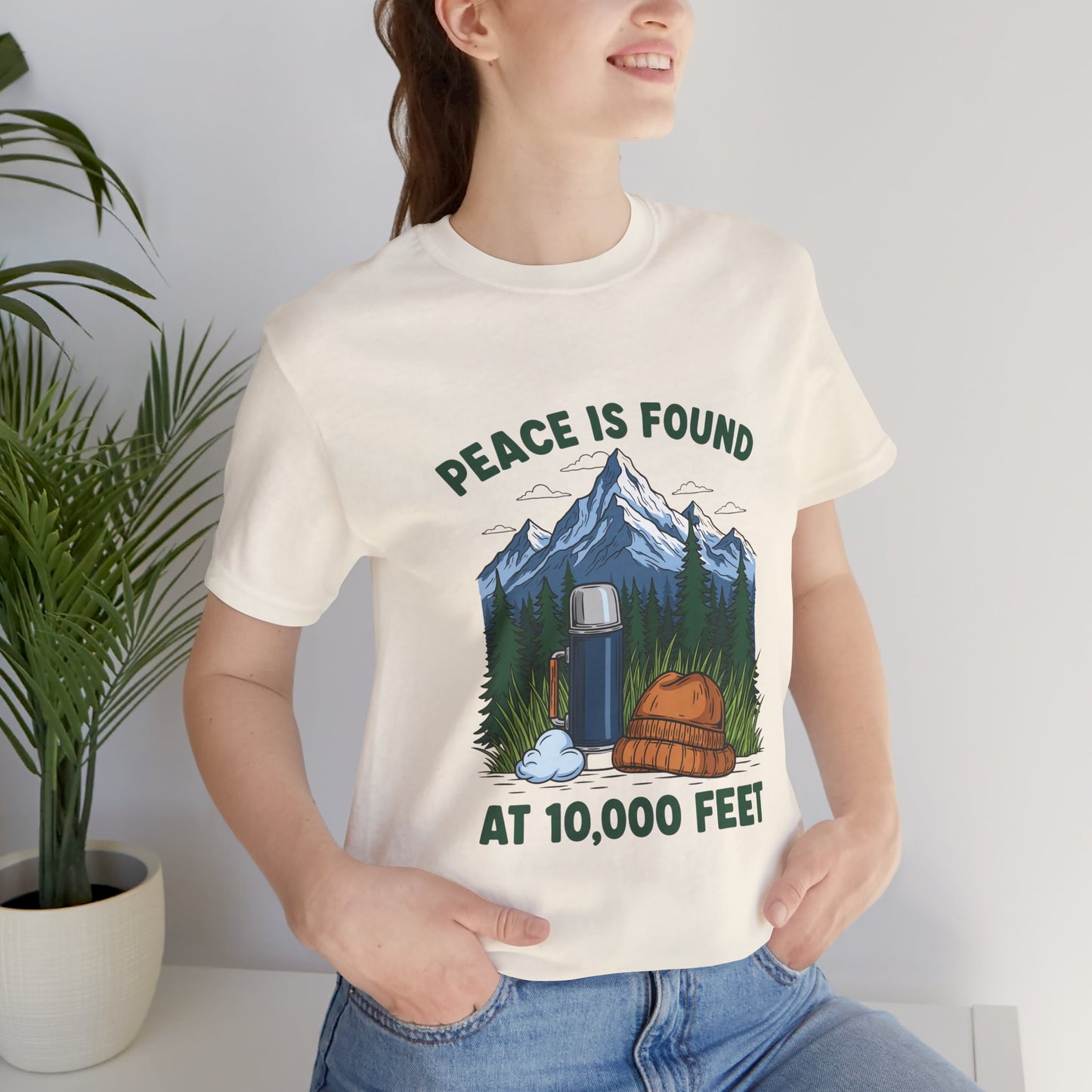 Peace Is Found at 10,000 Feet Mountain Camping T-Shirt