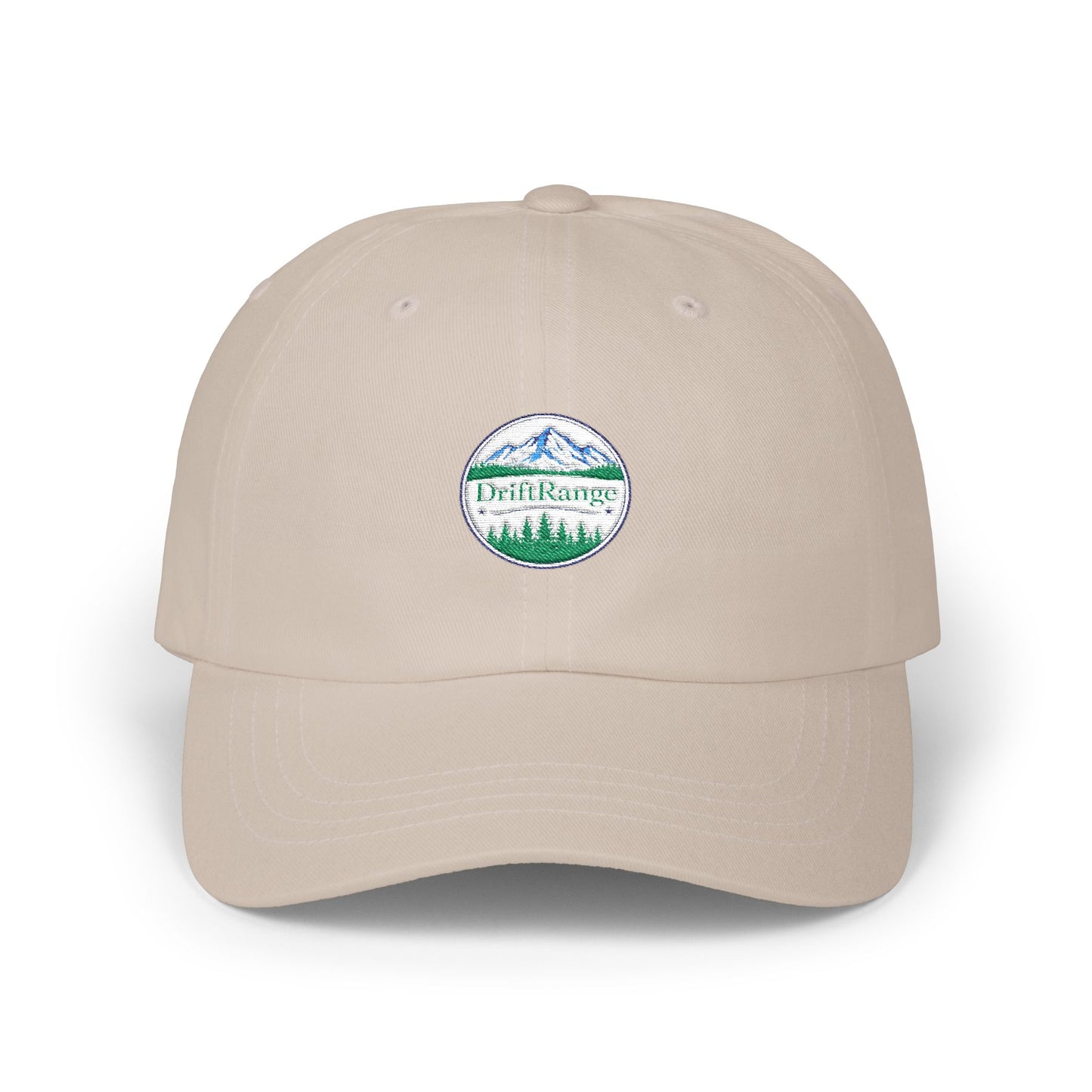 Drift Range Dad Cap — Vintage Mountain Lakeside Embroidered Hat