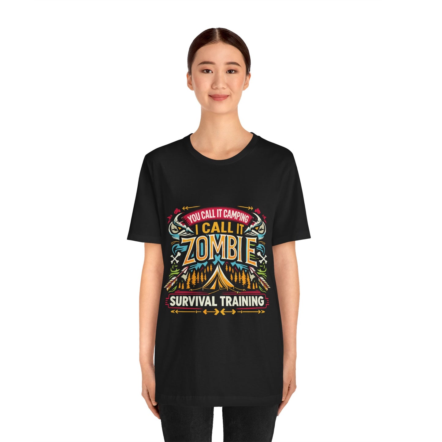 Camping Zombie Survival Training T-Shirt — Funny Outdoor Camping Tee