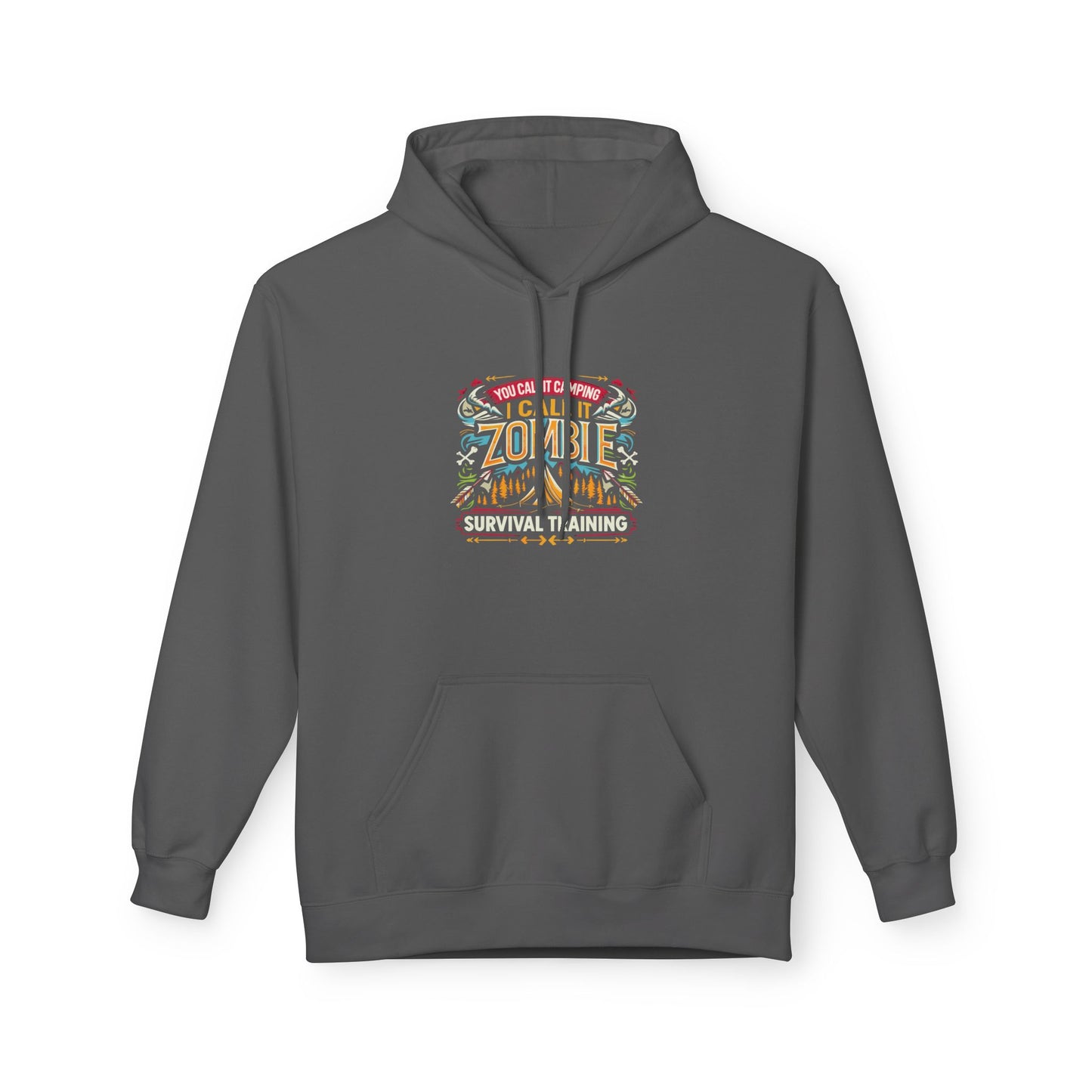 Zombie Survival Training Hoodie — Retro Tropical Camping Graphic