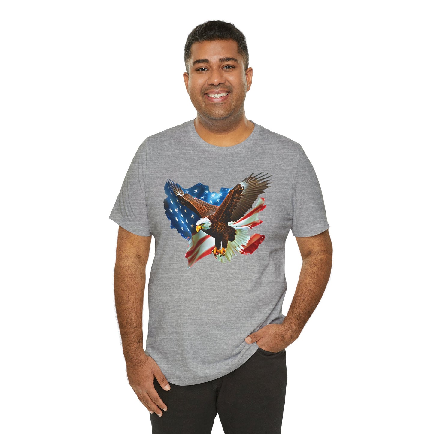 Eagle & American Flag T-Shirt — Patriotic Bald Eagle Tee for 4th of July