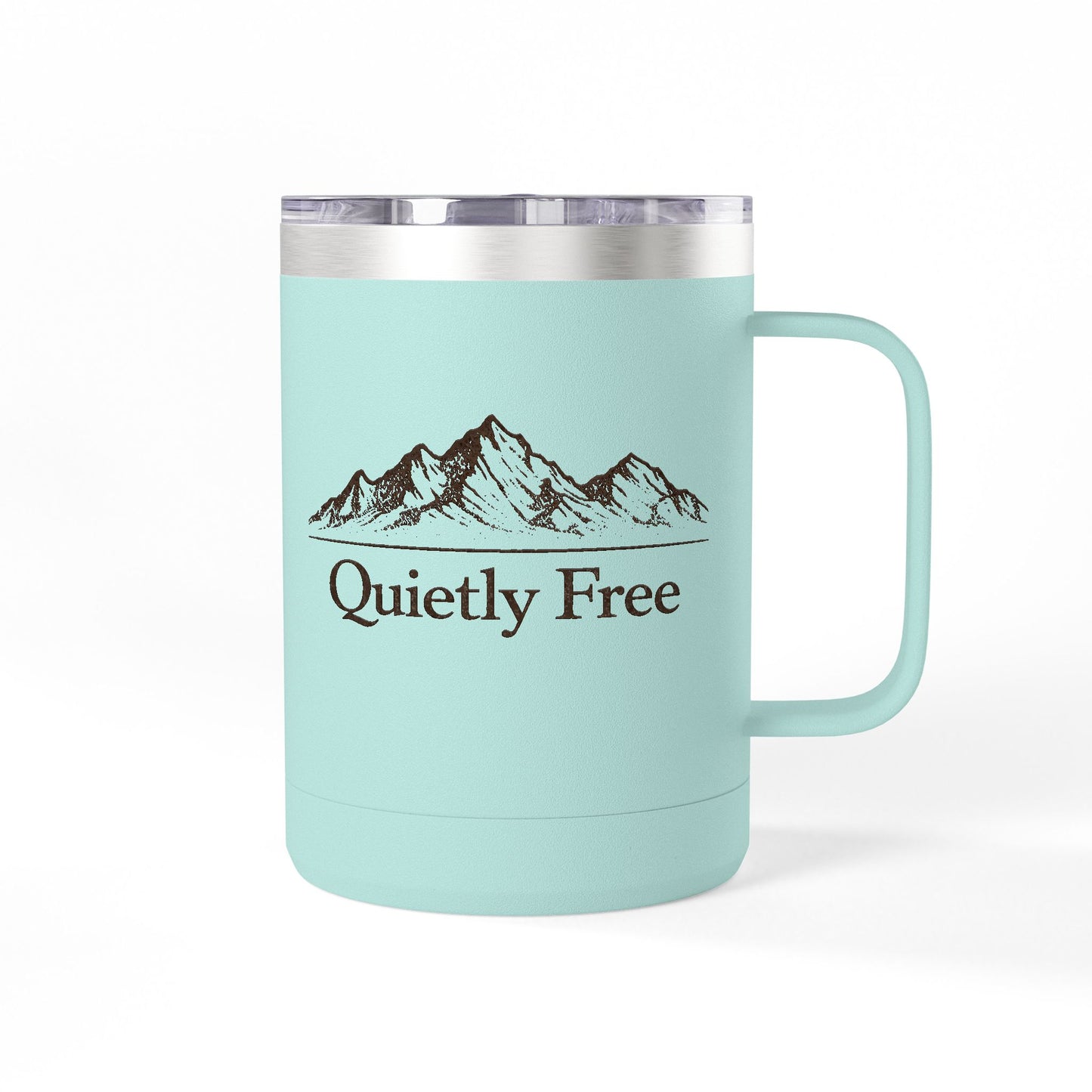 Quietly Free Mountain Insulated Coffee Tumbler - 15oz Travel Mug