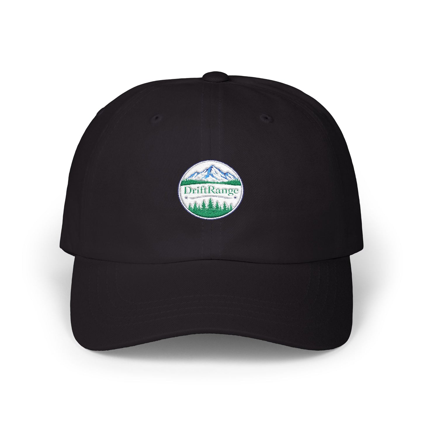 Drift Range Dad Cap — Vintage Mountain Lakeside Embroidered Hat