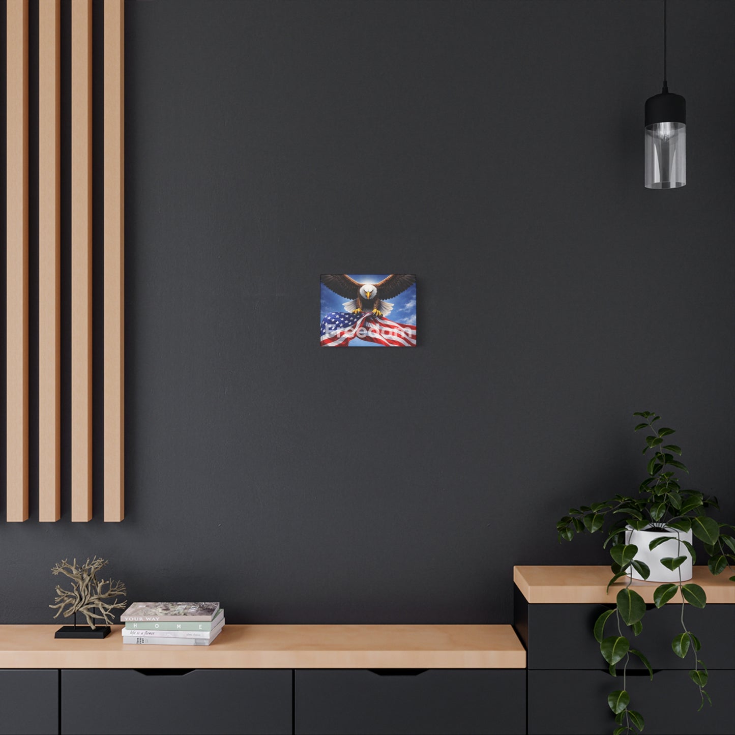 Patriotic Eagle & American Flag Canvas – "Freedom" Matte Stretched Wall Art