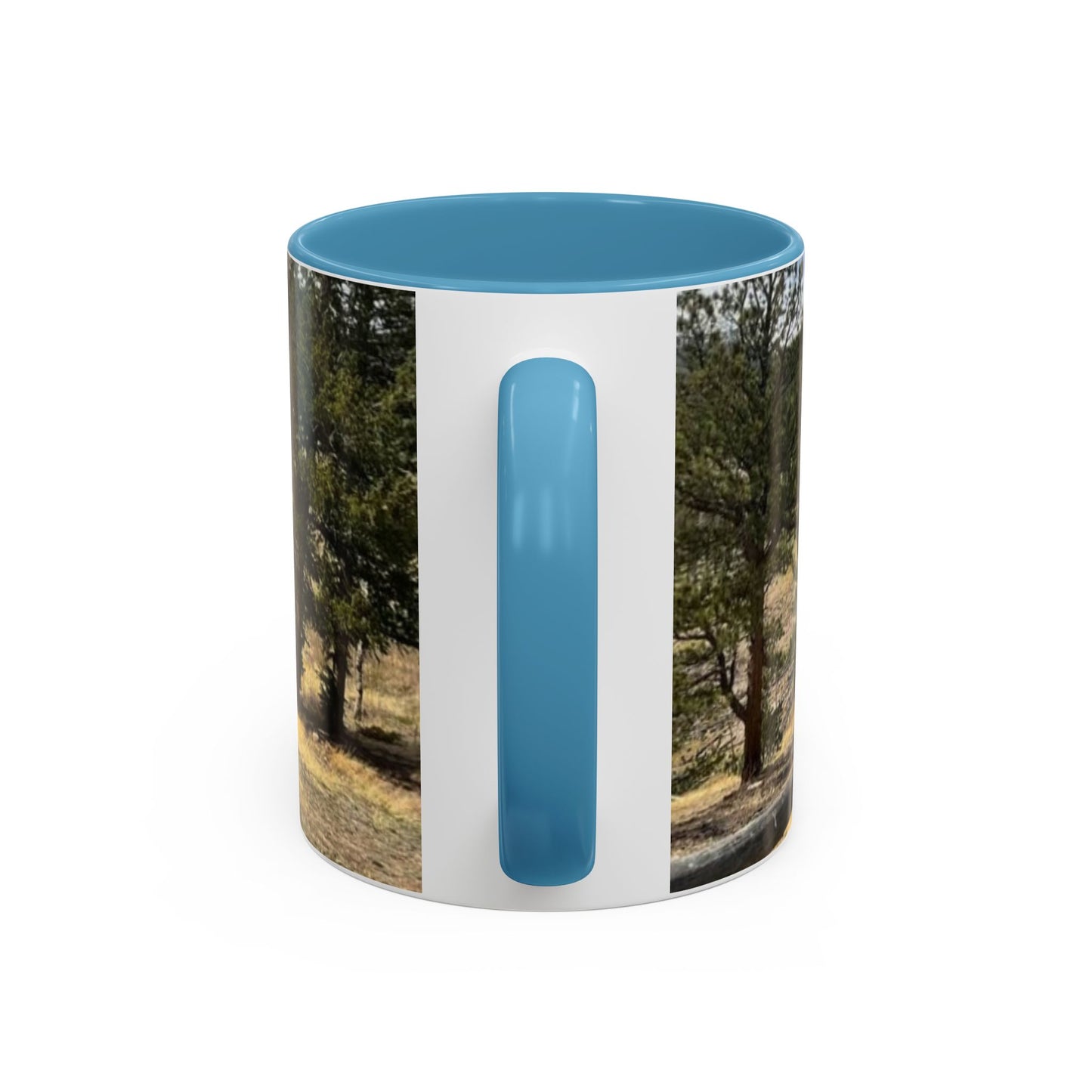 Empire Colorado Mountains Accent Coffee Mug — Scenic Pine Forest & Rustic Fence 11oz/15oz