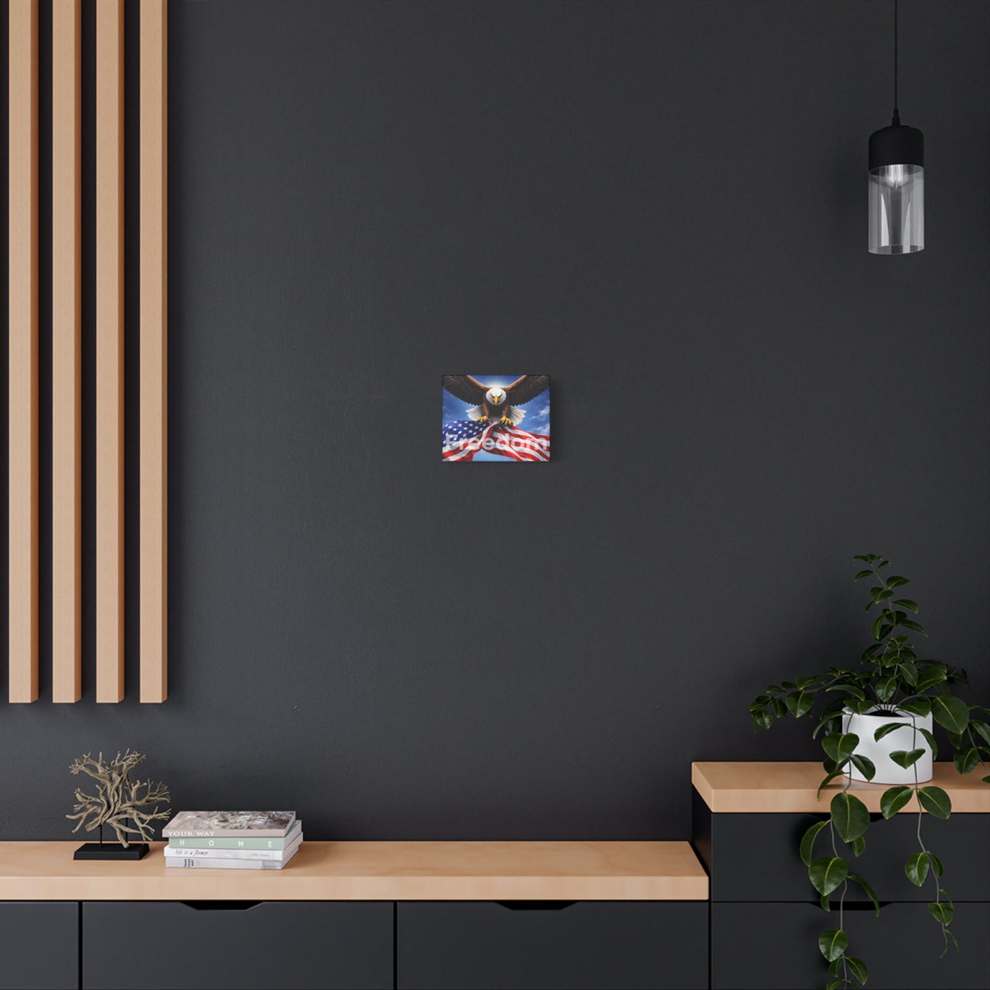 Patriotic Eagle & American Flag Canvas – "Freedom" Matte Stretched Wall Art