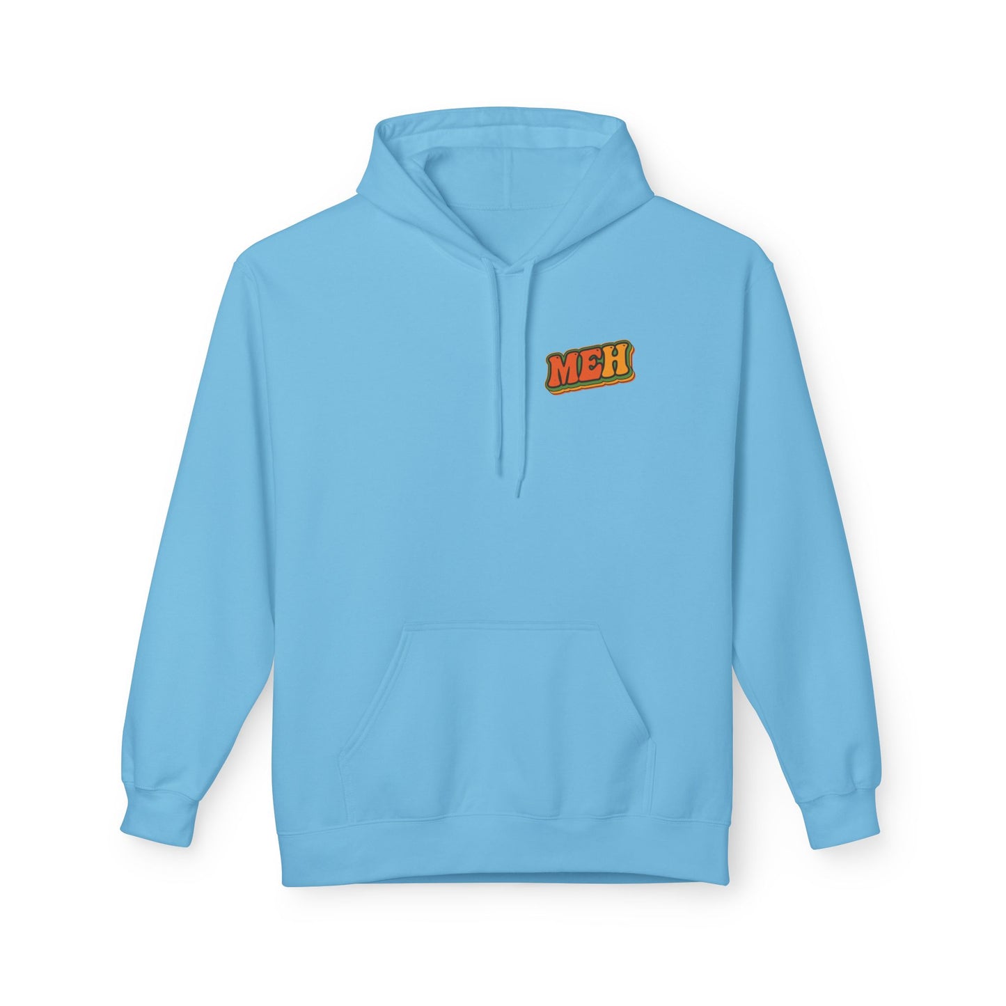 Meh Graphic Hoodie — Casual Retro Typography Pullover