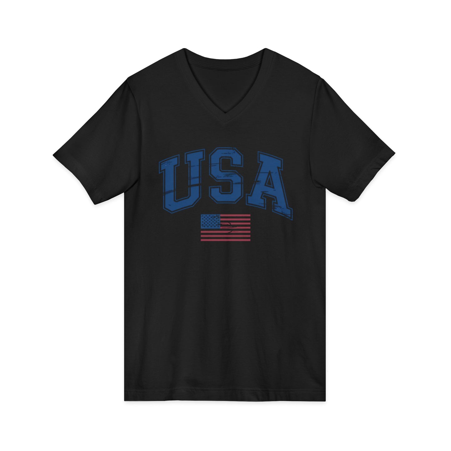 USA V-Neck Tee — Patriotic American Flag Graphic Shirt