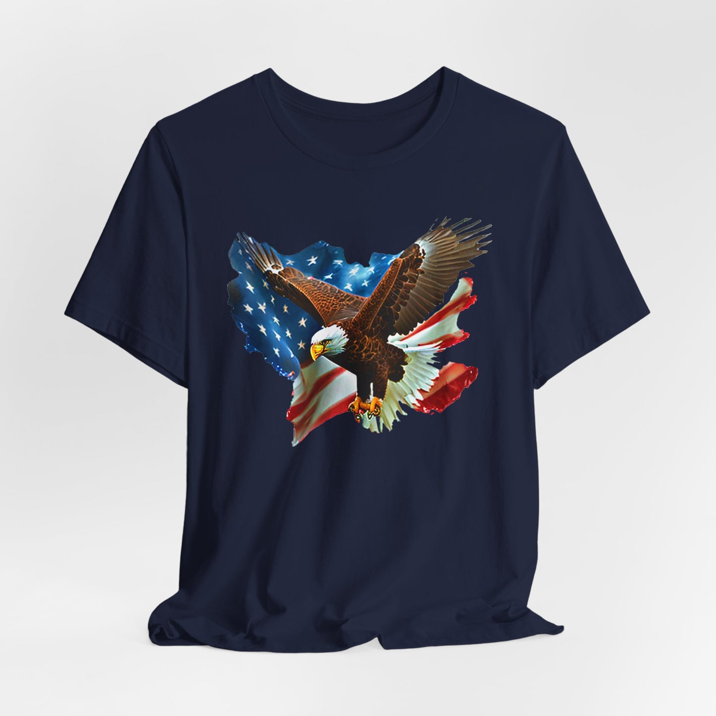 Eagle & American Flag T-Shirt — Patriotic Bald Eagle Tee for 4th of July