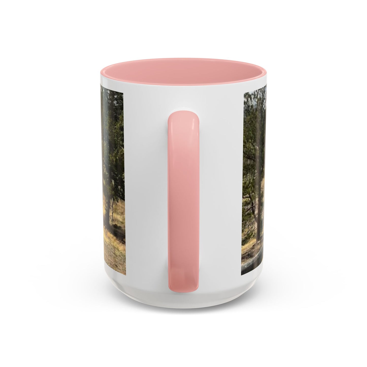 Empire Colorado Mountains Accent Coffee Mug — Scenic Pine Forest & Rustic Fence 11oz/15oz