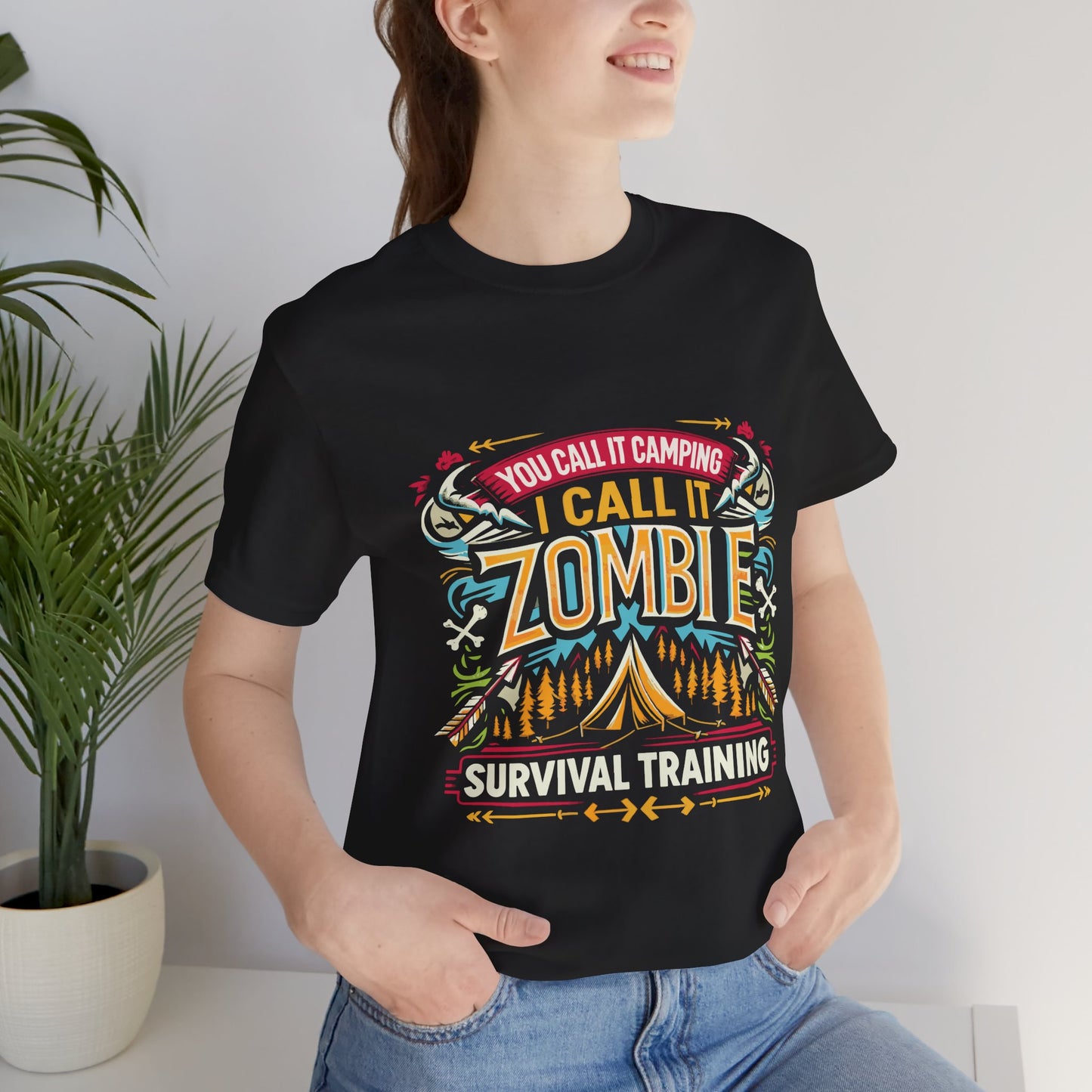 Camping Zombie Survival Training T-Shirt — Funny Outdoor Camping Tee