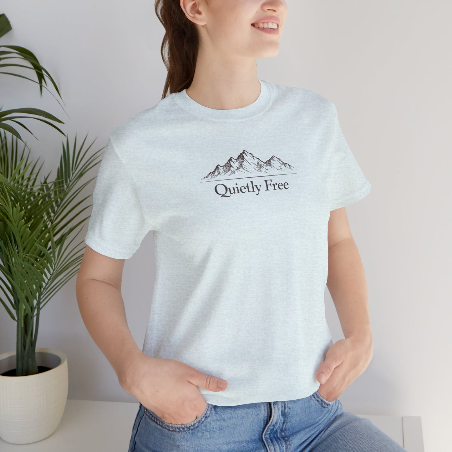 Quietly Free Mountain T-Shirt — Minimalist Nature Tee