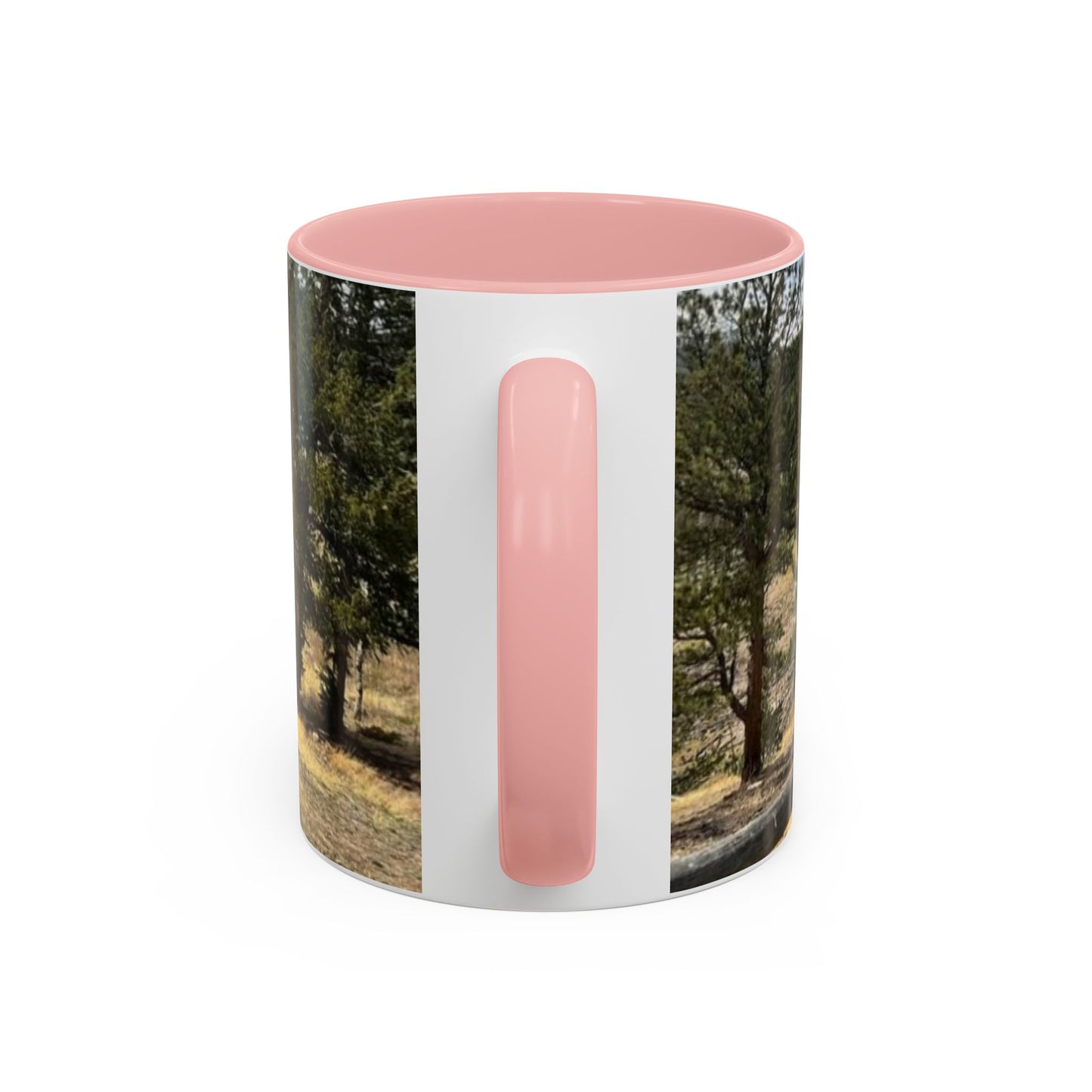 Empire Colorado Mountains Accent Coffee Mug — Scenic Pine Forest & Rustic Fence 11oz/15oz