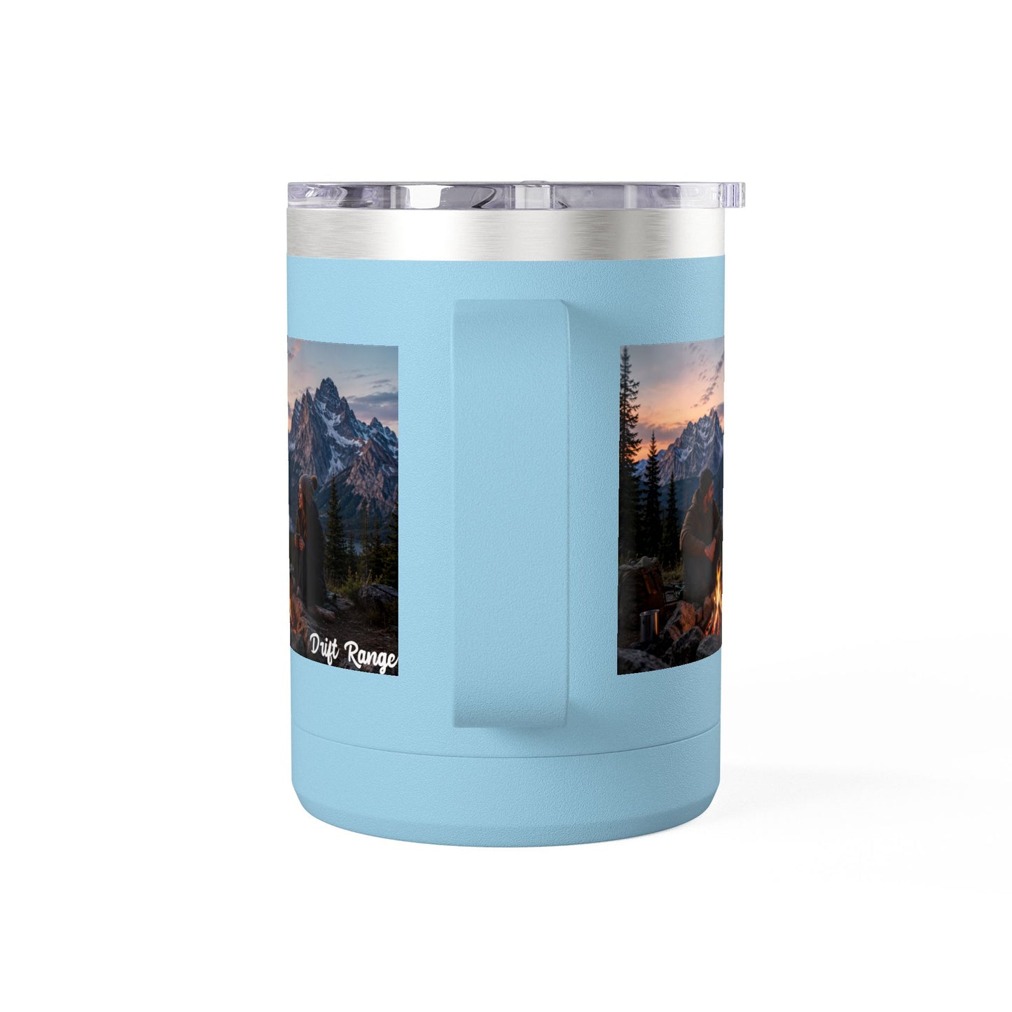 Campfire Mountain Travel Mug — 'Drift Range' 15oz Insulated Coffee Tumbler
