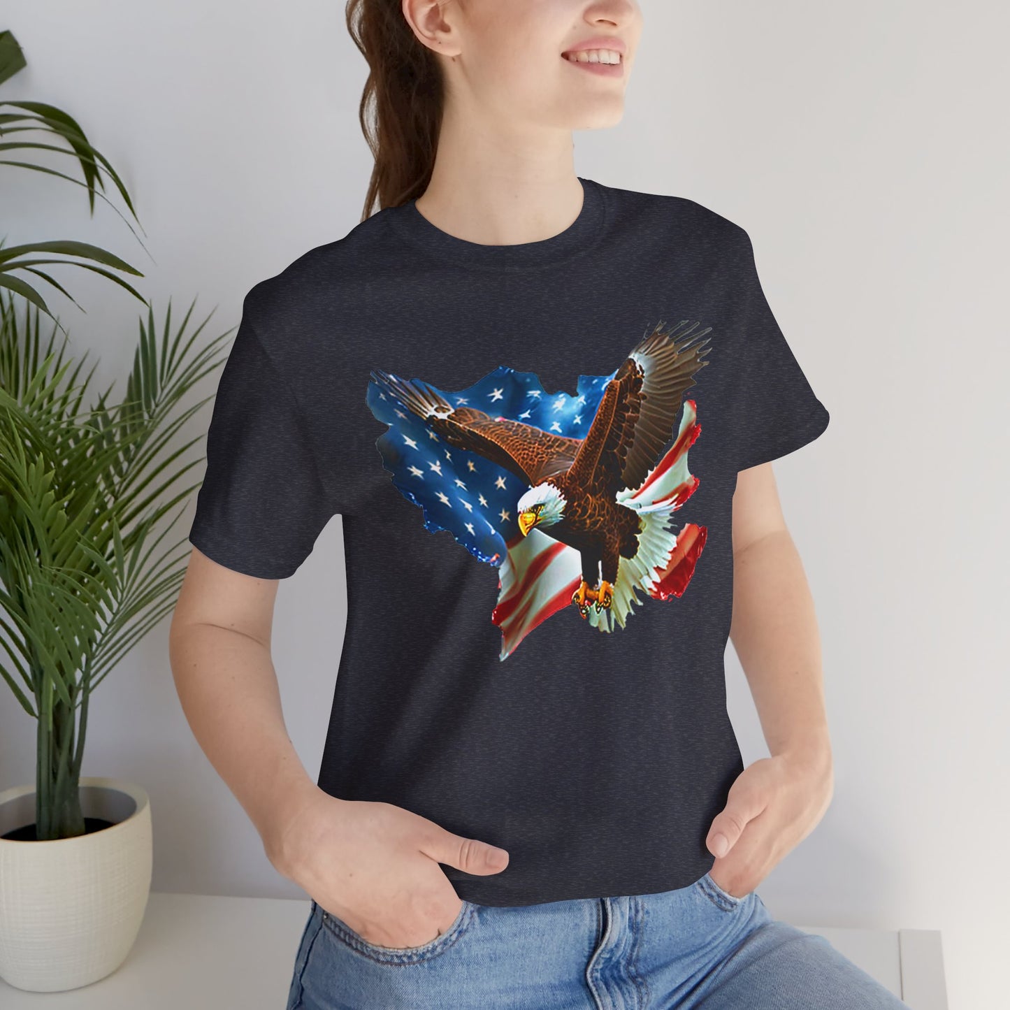 Eagle & American Flag T-Shirt — Patriotic Bald Eagle Tee for 4th of July