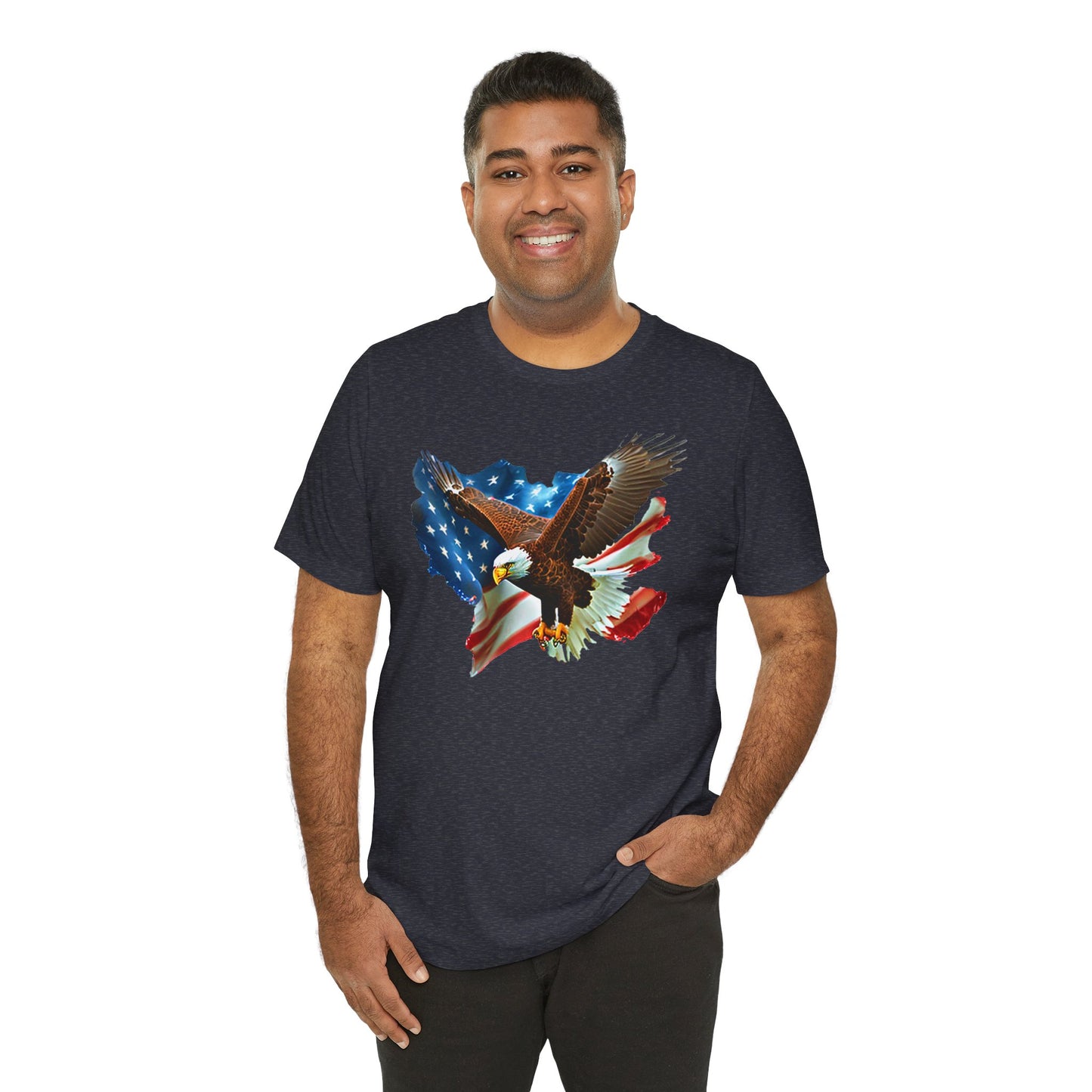 Eagle & American Flag T-Shirt — Patriotic Bald Eagle Tee for 4th of July