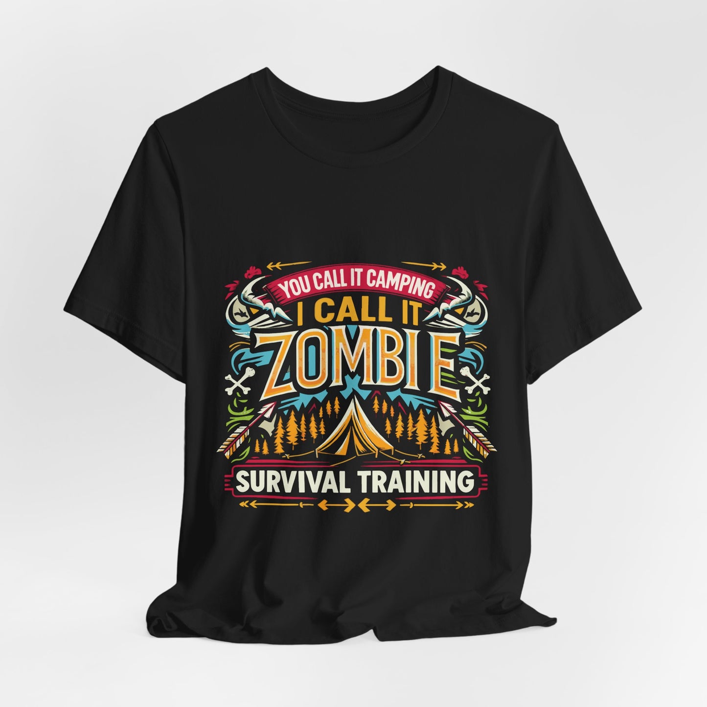 Camping Zombie Survival Training T-Shirt — Funny Outdoor Camping Tee