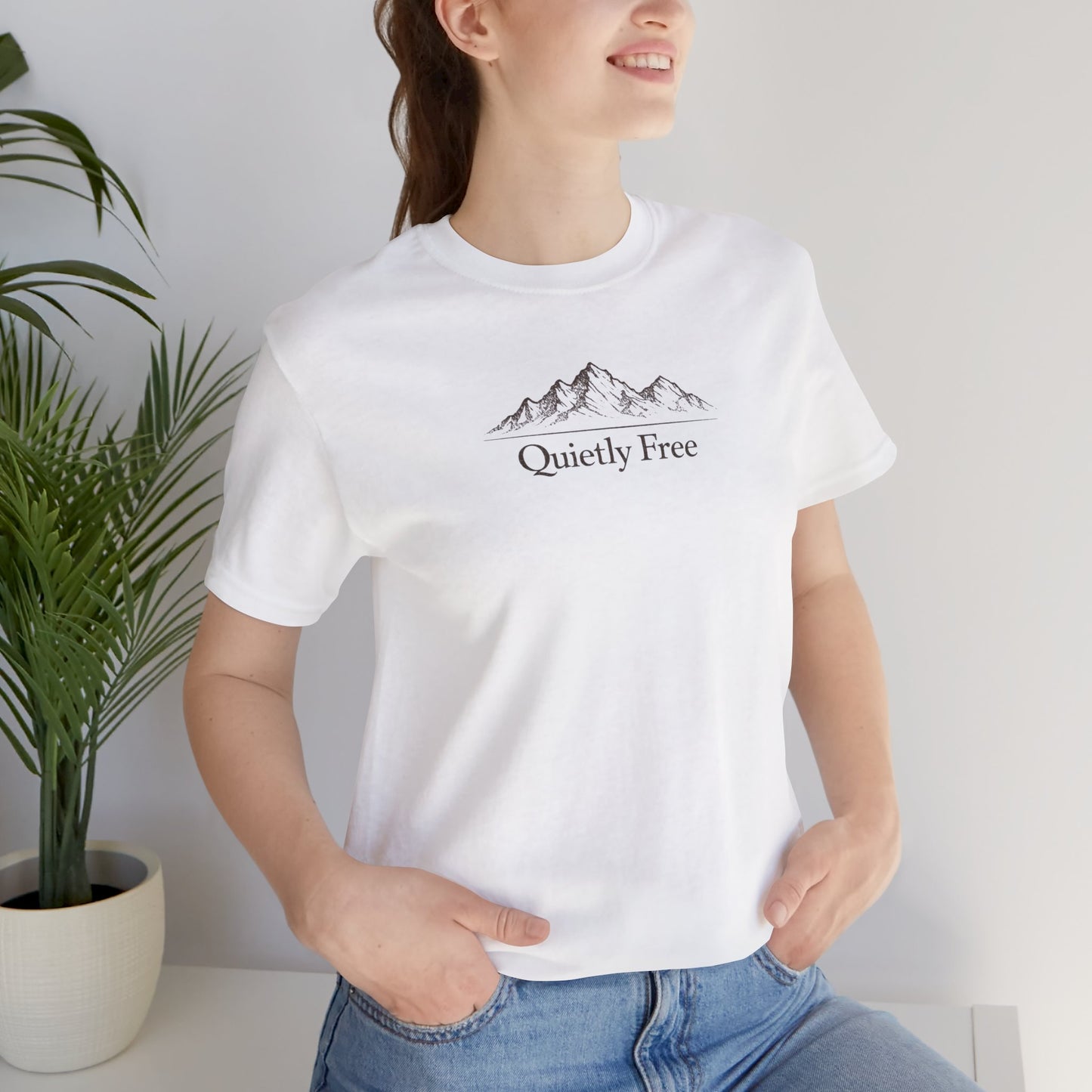 Quietly Free Mountain T-Shirt — Minimalist Nature Tee