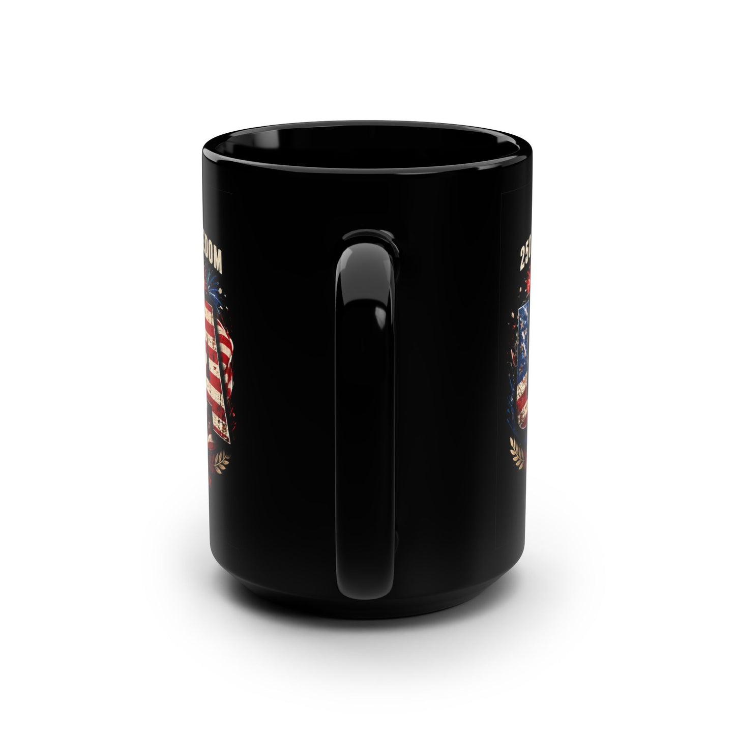 USA 250 Years Freedom Black Mug — 1776–2026 Patriotic Coffee Cup