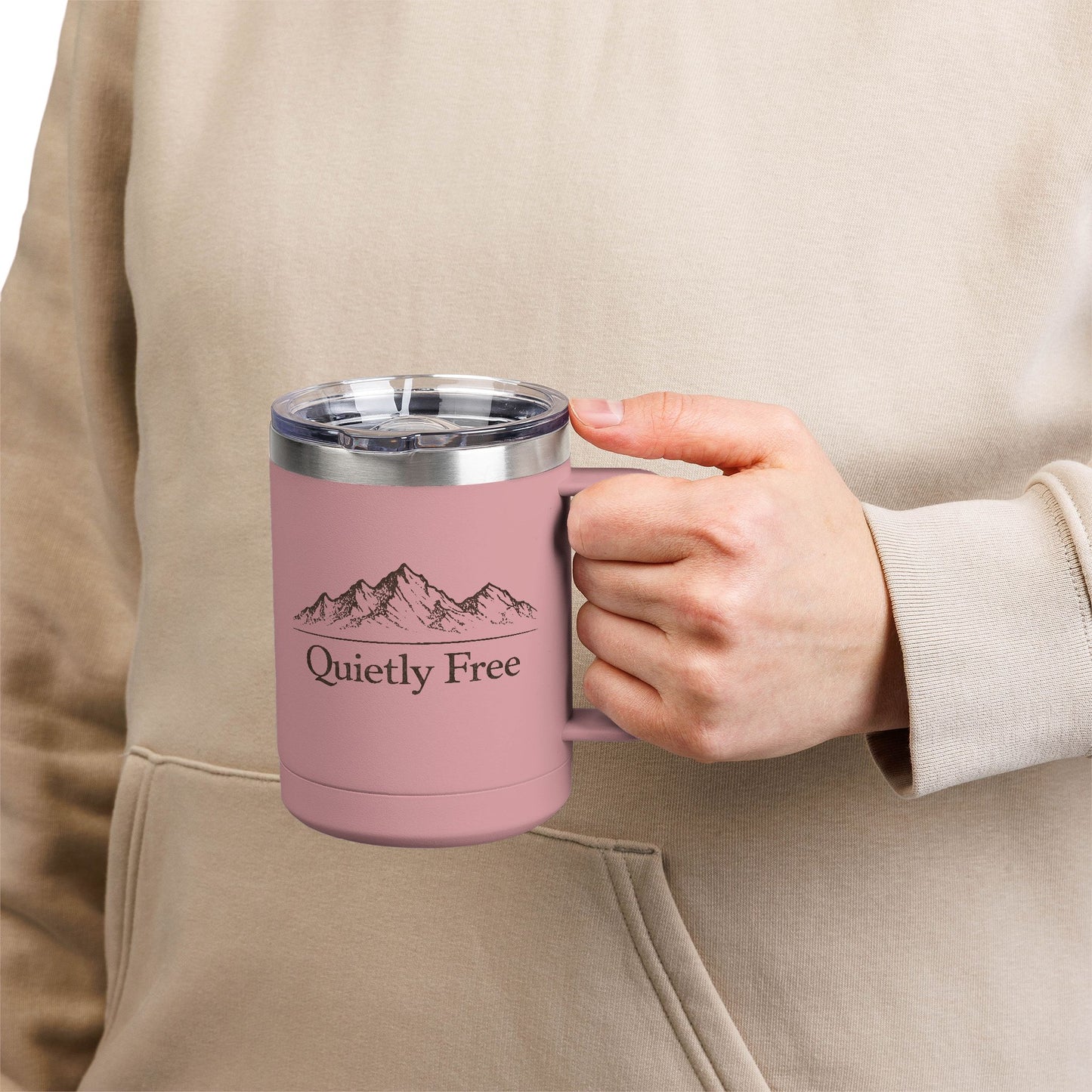 Quietly Free Mountain Insulated Coffee Tumbler - 15oz Travel Mug