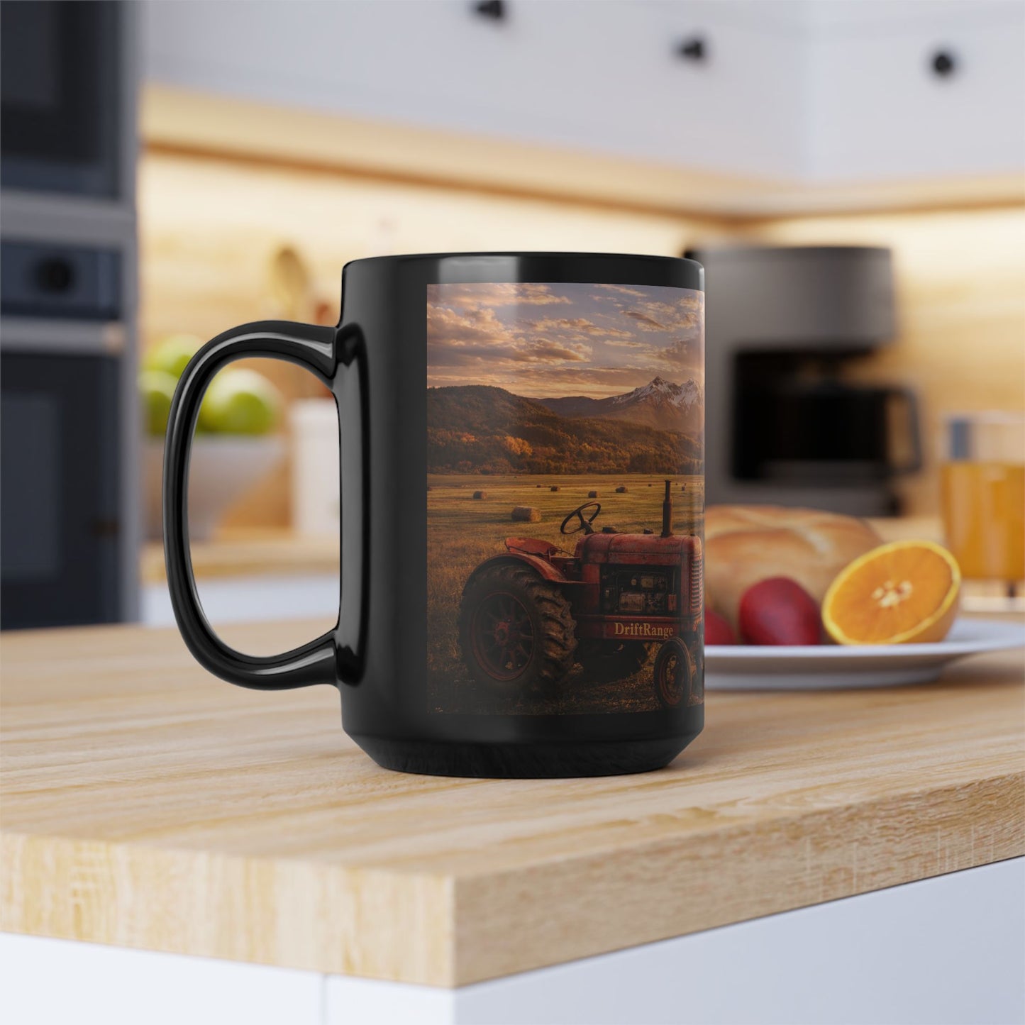 Country Sunrise Tractor Mug — Rustic Farmhouse 15oz Coffee Cup