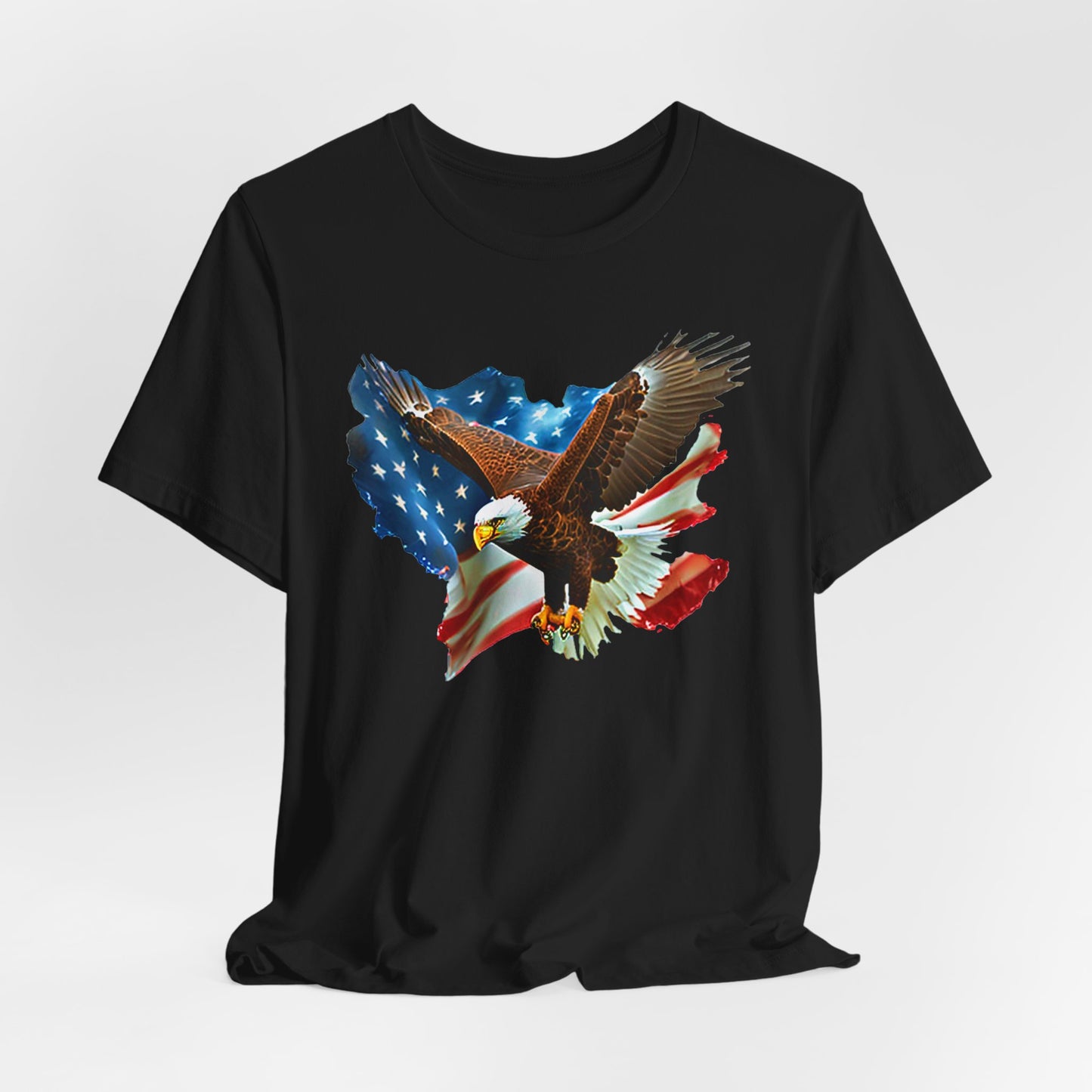 Eagle & American Flag T-Shirt — Patriotic Bald Eagle Tee for 4th of July