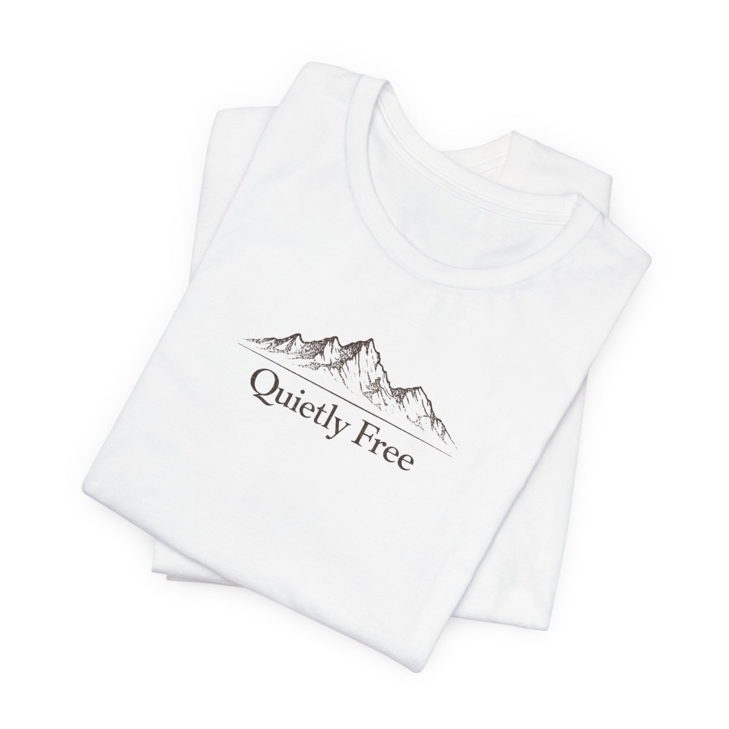 Quietly Free Mountain T-Shirt — Minimalist Nature Tee