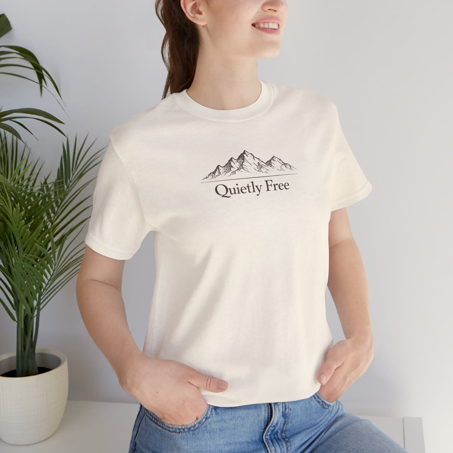 Quietly Free Mountain T-Shirt — Minimalist Nature Tee