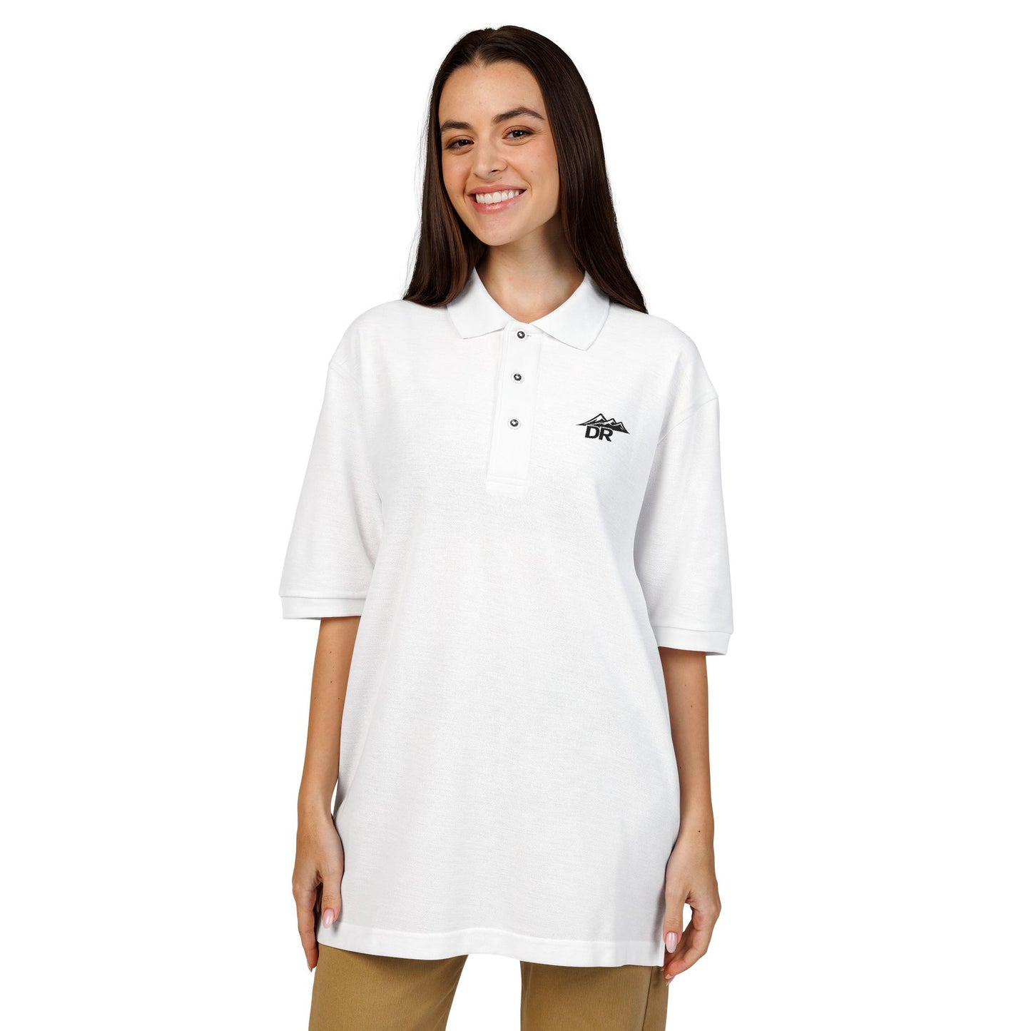 Embroidered DR LOGO Polo Shirt — Minimal Mountain Logo