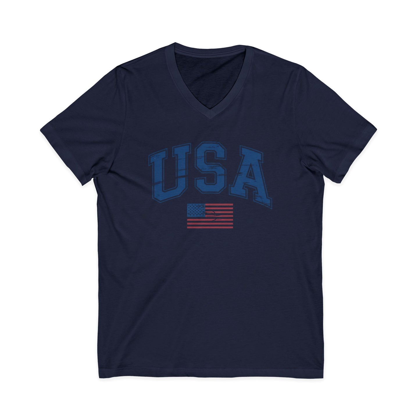 USA V-Neck Tee — Patriotic American Flag Graphic Shirt