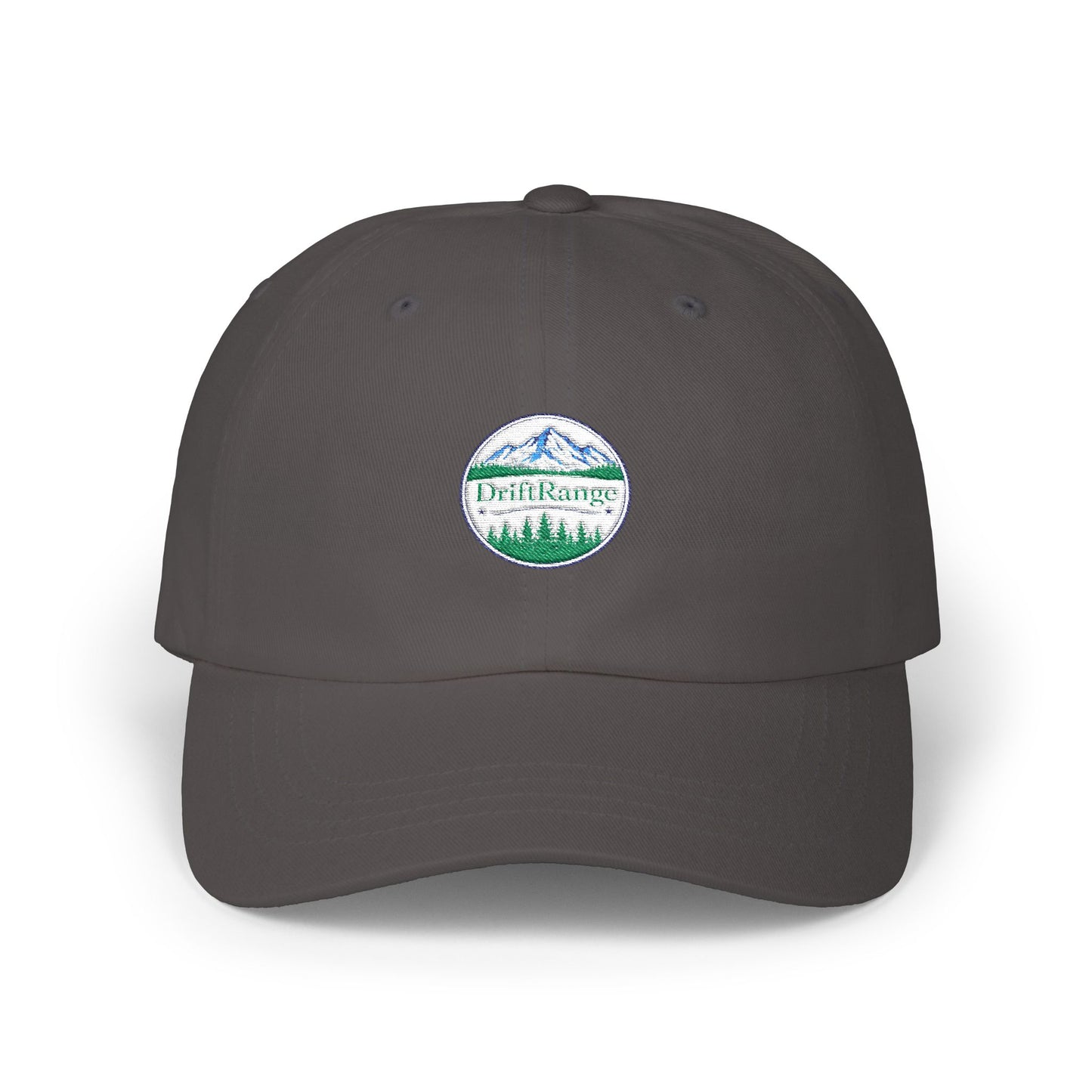Drift Range Dad Cap — Vintage Mountain Lakeside Embroidered Hat
