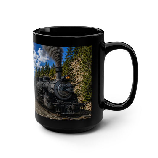 Vintage Steam Train Rollins Pass Colorado  Black Mug — Scenic Mountain Railroad 15oz
