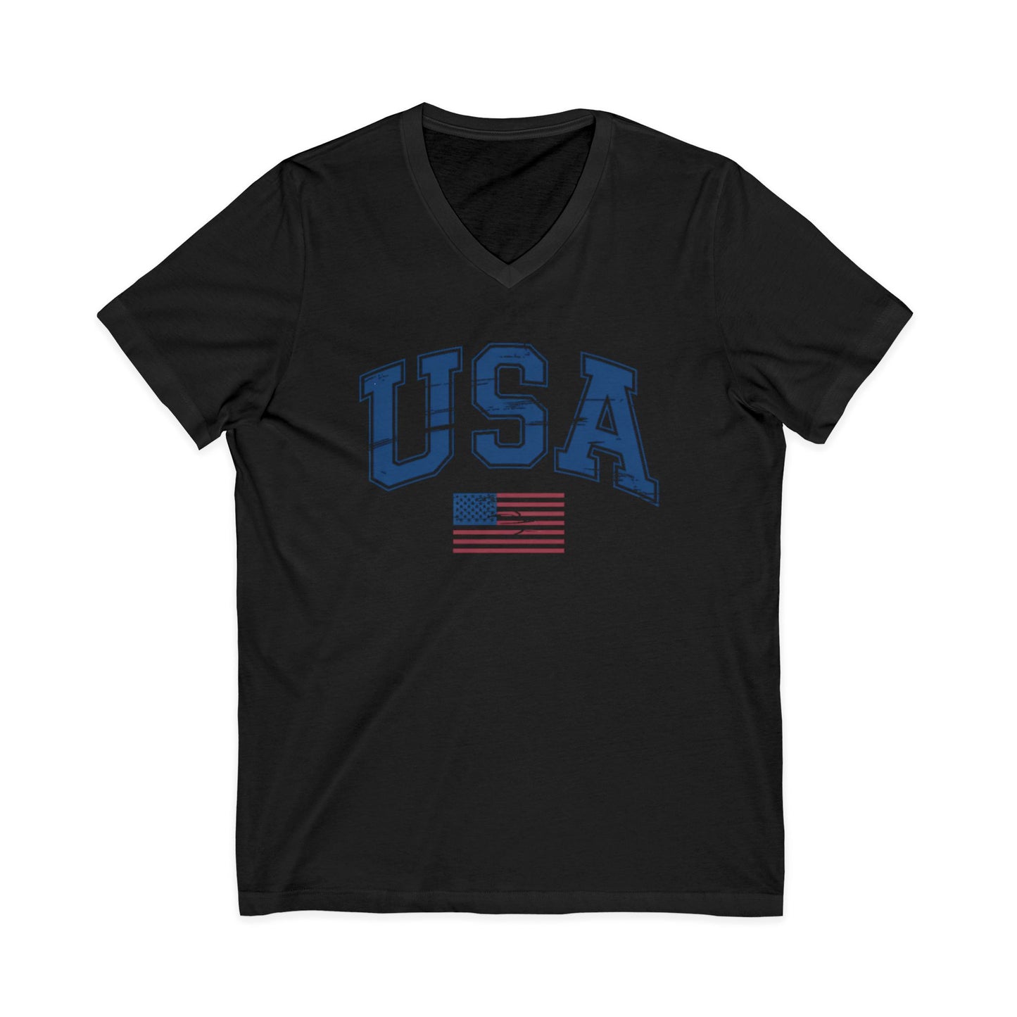 USA V-Neck Tee — Patriotic American Flag Graphic Shirt