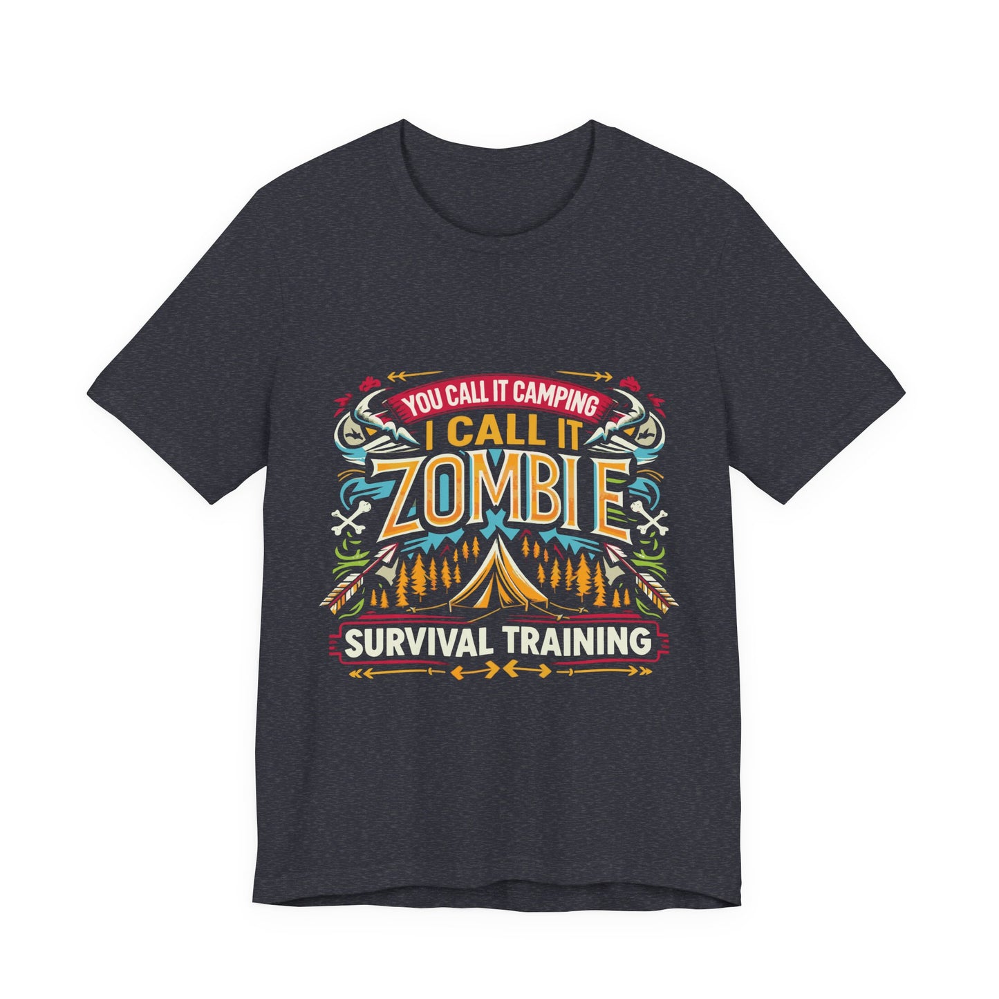 Camping Zombie Survival Training T-Shirt — Funny Outdoor Camping Tee