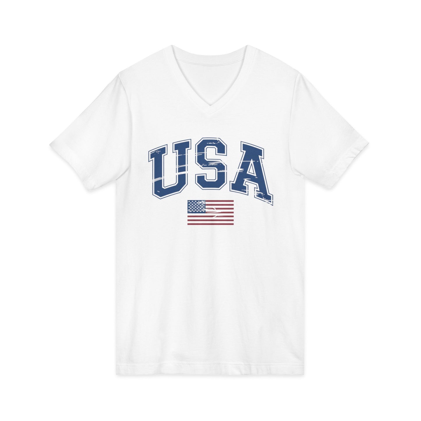 USA V-Neck Tee — Patriotic American Flag Graphic Shirt
