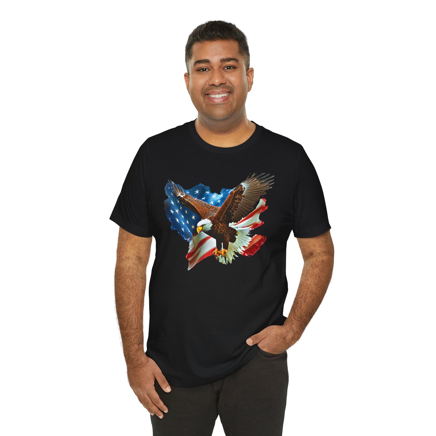 Eagle & American Flag T-Shirt — Patriotic Bald Eagle Tee for 4th of July