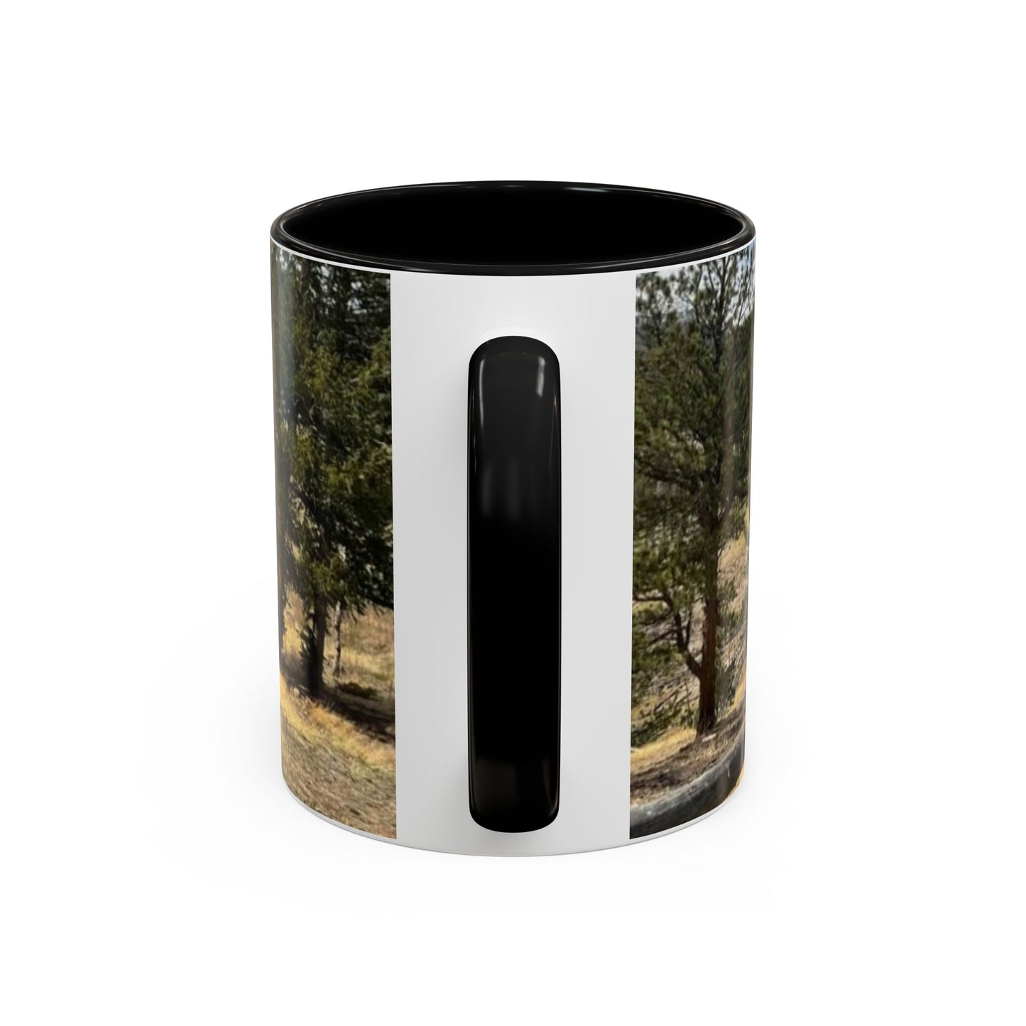 Empire Colorado Mountains Accent Coffee Mug — Scenic Pine Forest & Rustic Fence 11oz/15oz