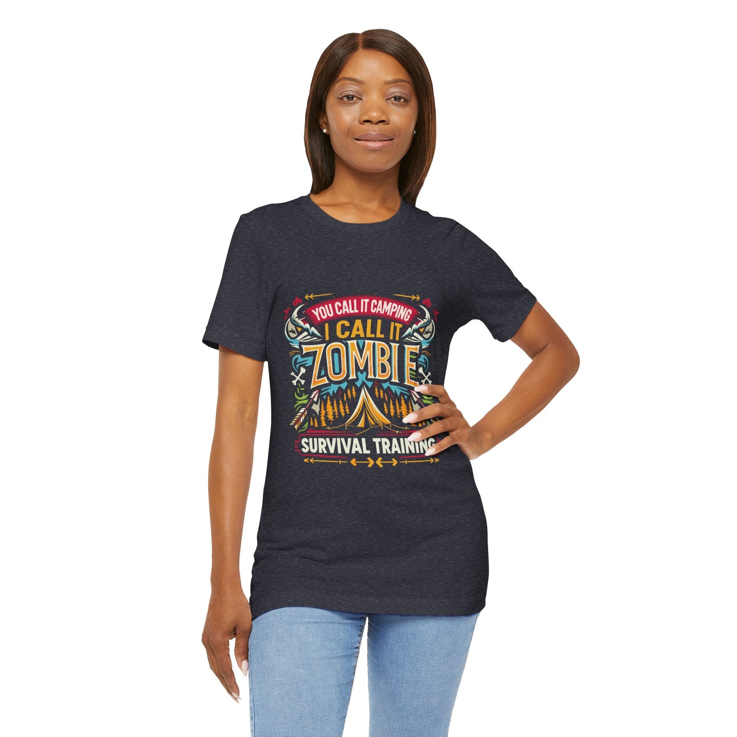 Camping Zombie Survival Training T-Shirt — Funny Outdoor Camping Tee