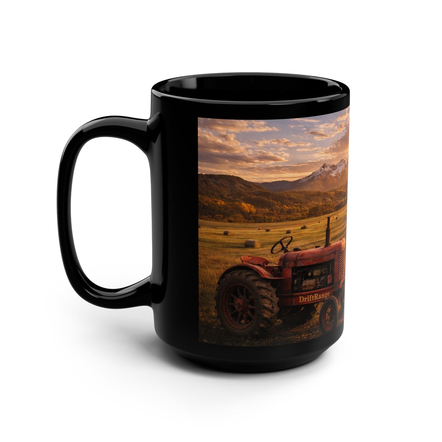 Country Sunrise Tractor Mug — Rustic Farmhouse 15oz Coffee Cup