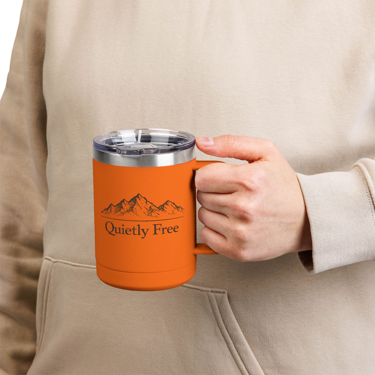 Quietly Free Mountain Insulated Coffee Tumbler - 15oz Travel Mug