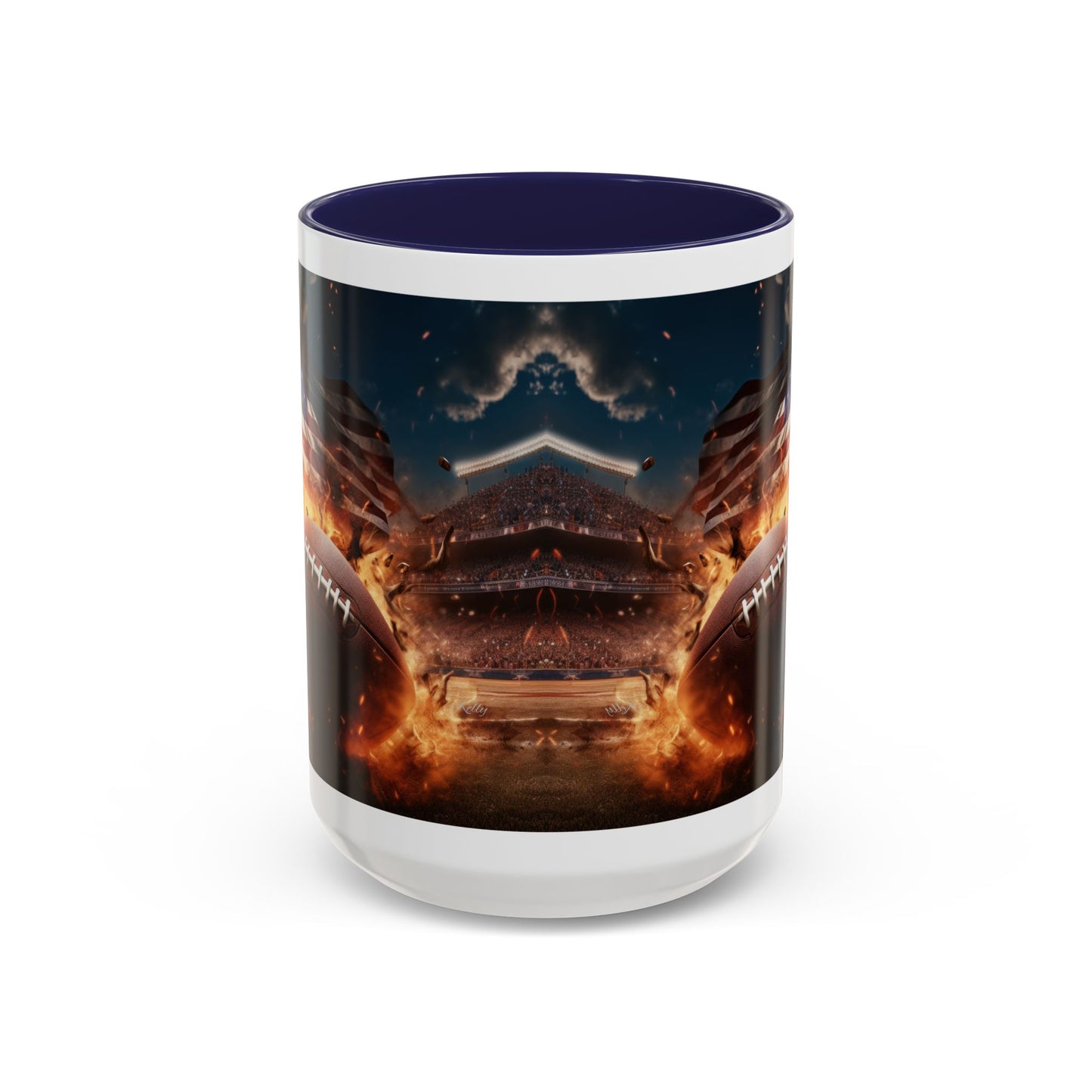 American Football Coffee Mug – Patriotic Flag & Fiery Football Accent Mug (15oz)