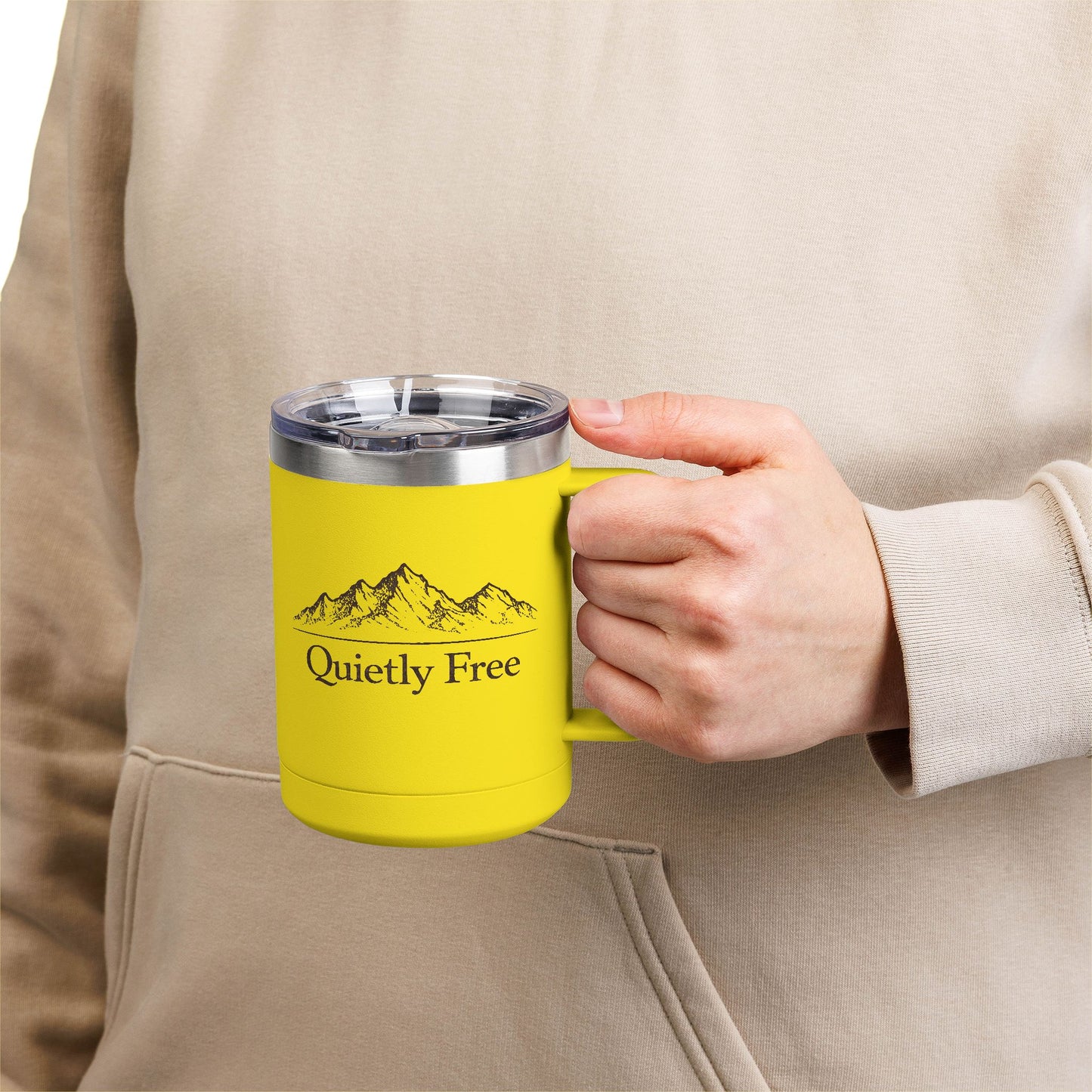 Quietly Free Mountain Insulated Coffee Tumbler - 15oz Travel Mug