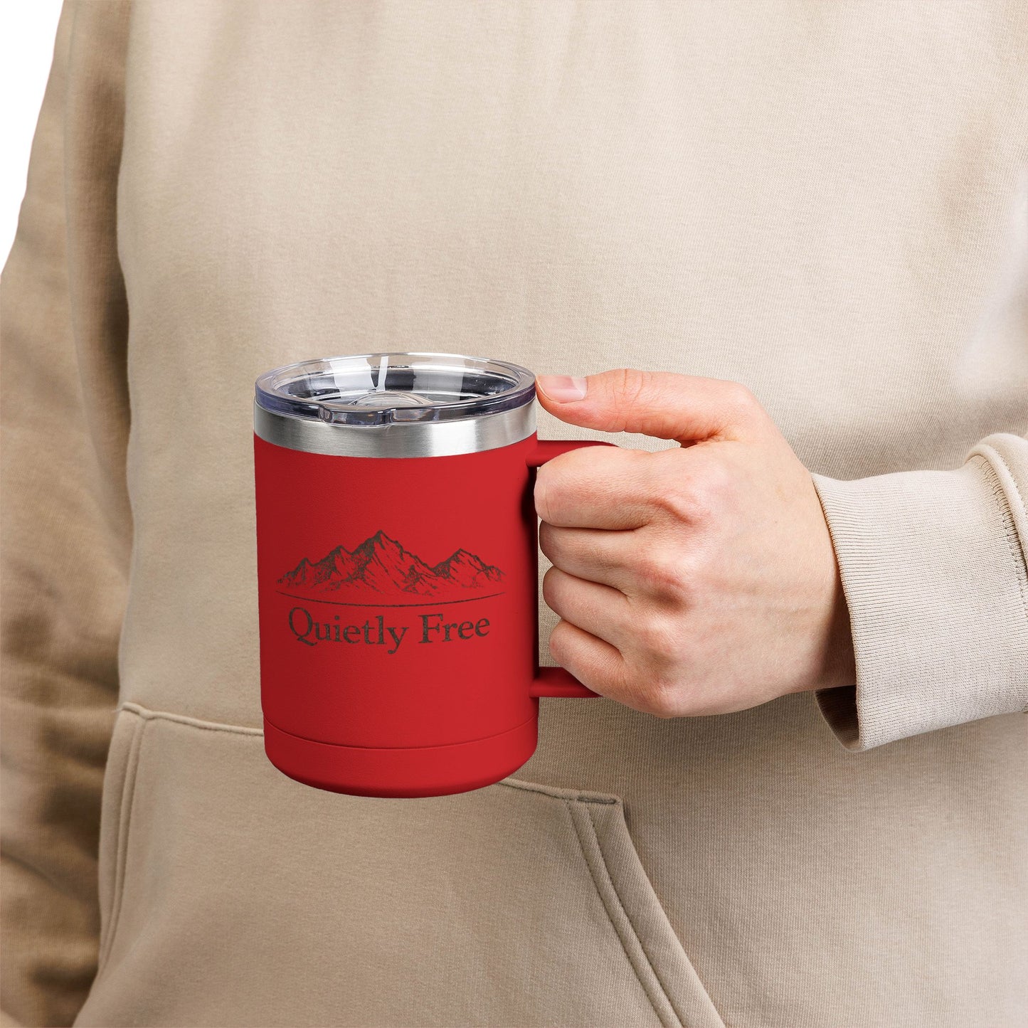 Quietly Free Mountain Insulated Coffee Tumbler - 15oz Travel Mug