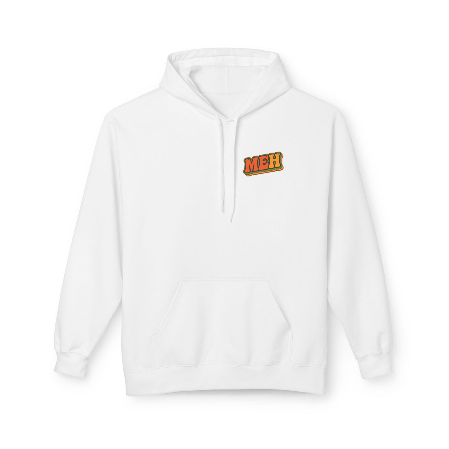 Meh Graphic Hoodie — Casual Retro Typography Pullover