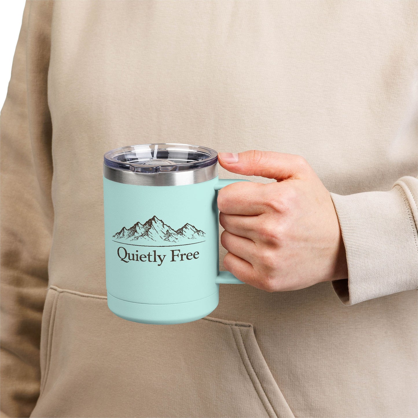 Quietly Free Mountain Insulated Coffee Tumbler - 15oz Travel Mug